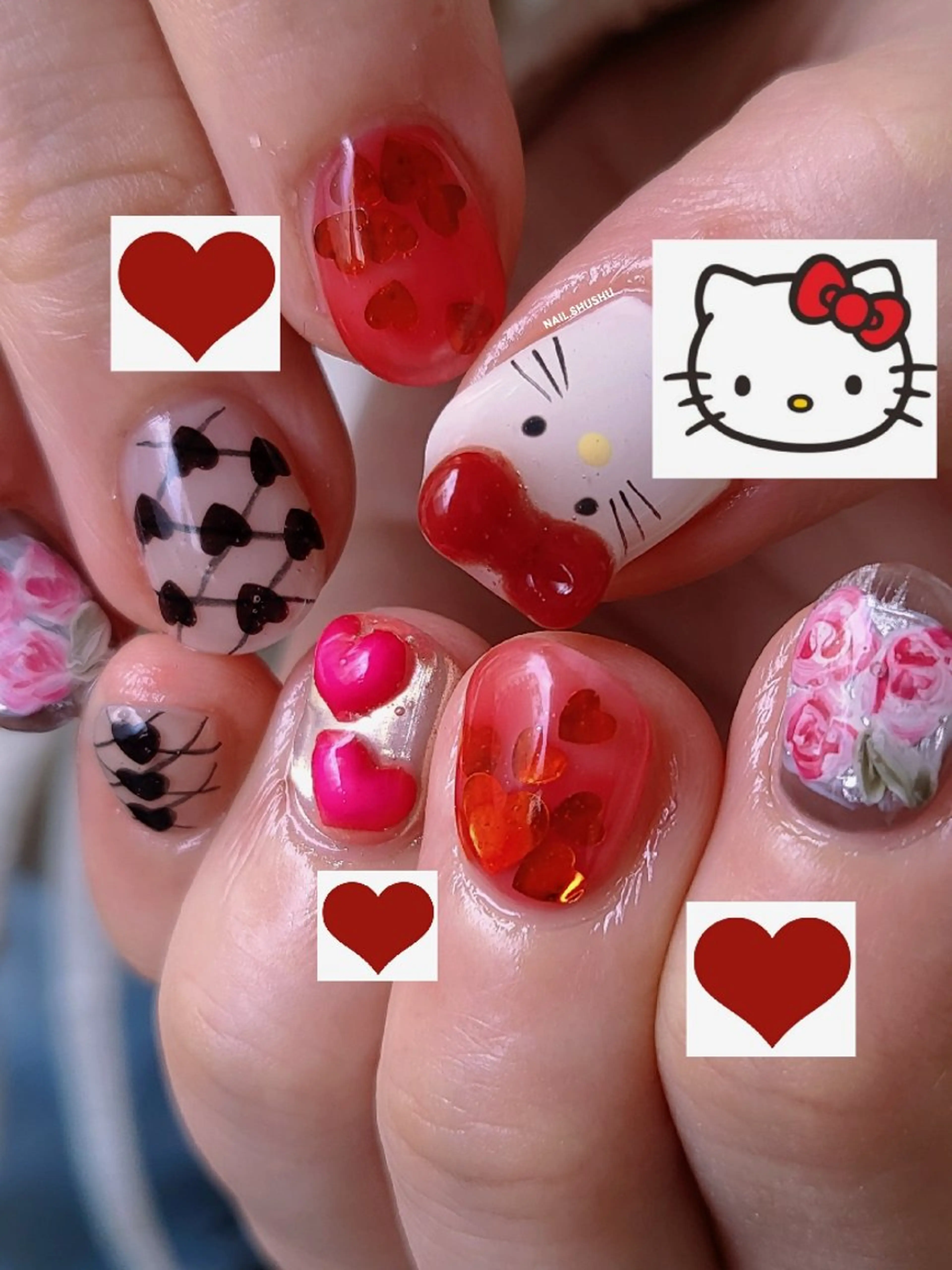 ネイル ハンドネイル 3dパーツ/流行り 👧shushu❤️のネイルデザイン