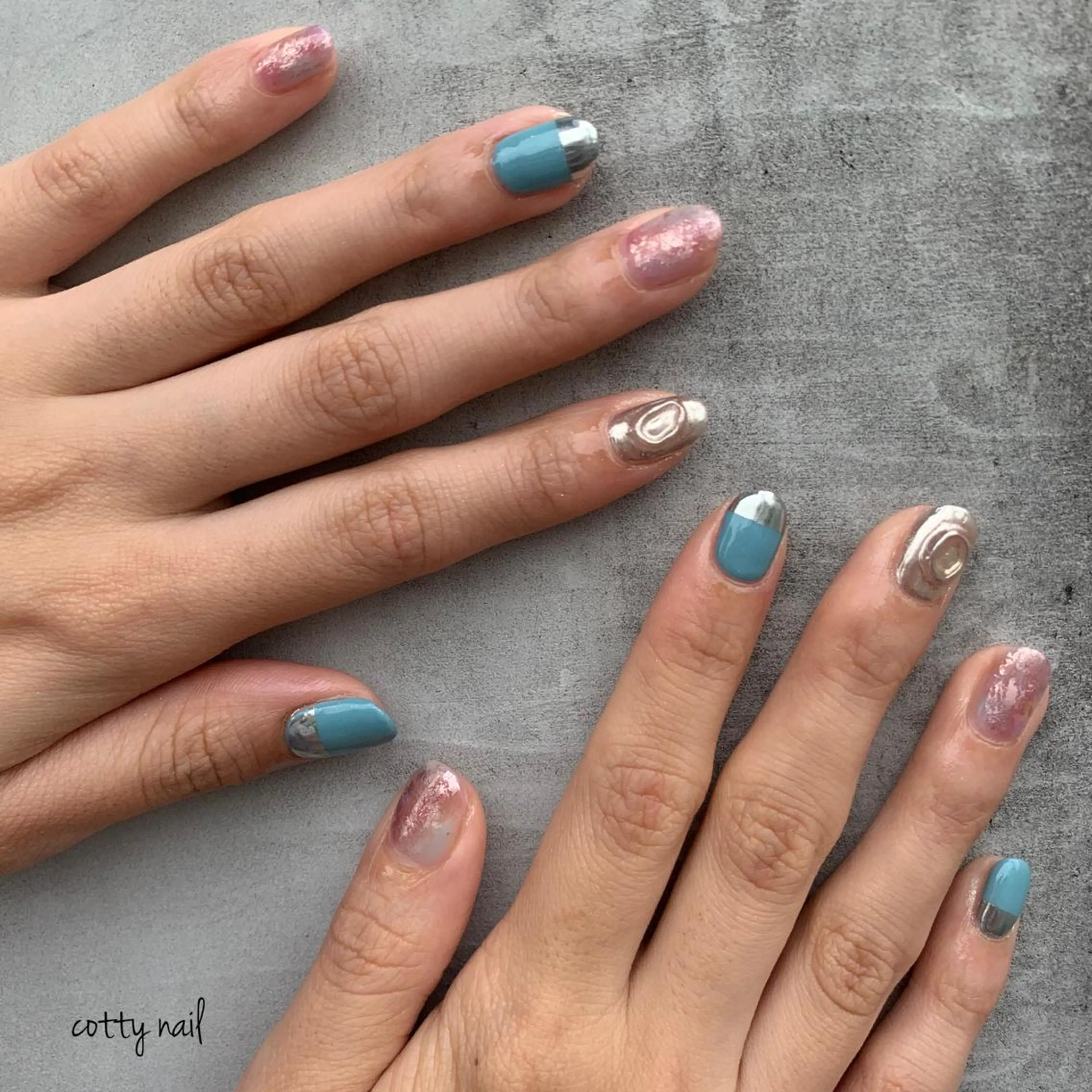 ネイル ジェルネイル ミラーネイル ニュアンスネイル 夏ネイル cottynail -miki-のその他イメージ