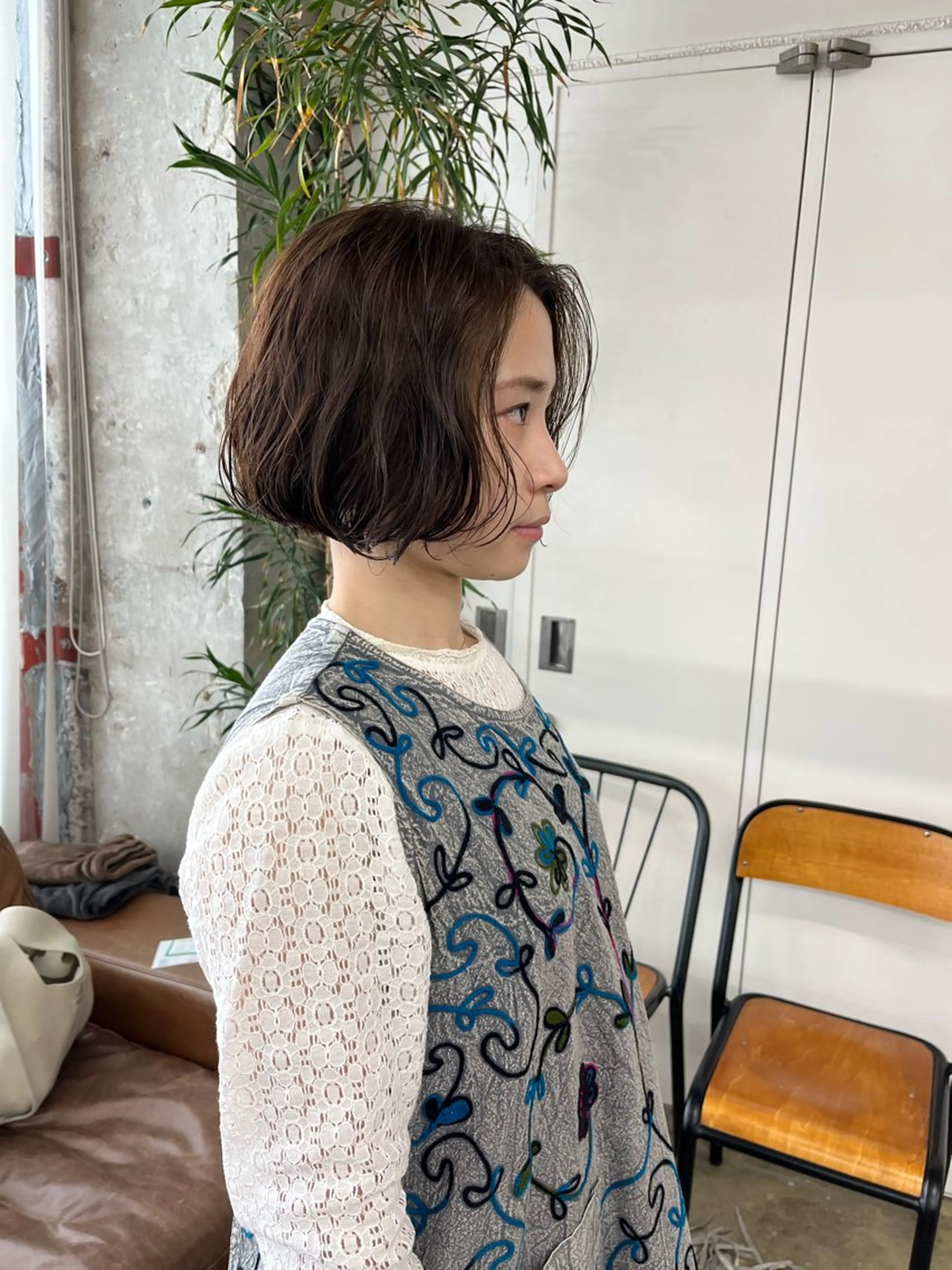 ミディアム カラー パーマ ミディアムパーマ ボブ カット ヘアカラー パーマ 小木曽智美 /ボブ/ショートのヘアスタイル