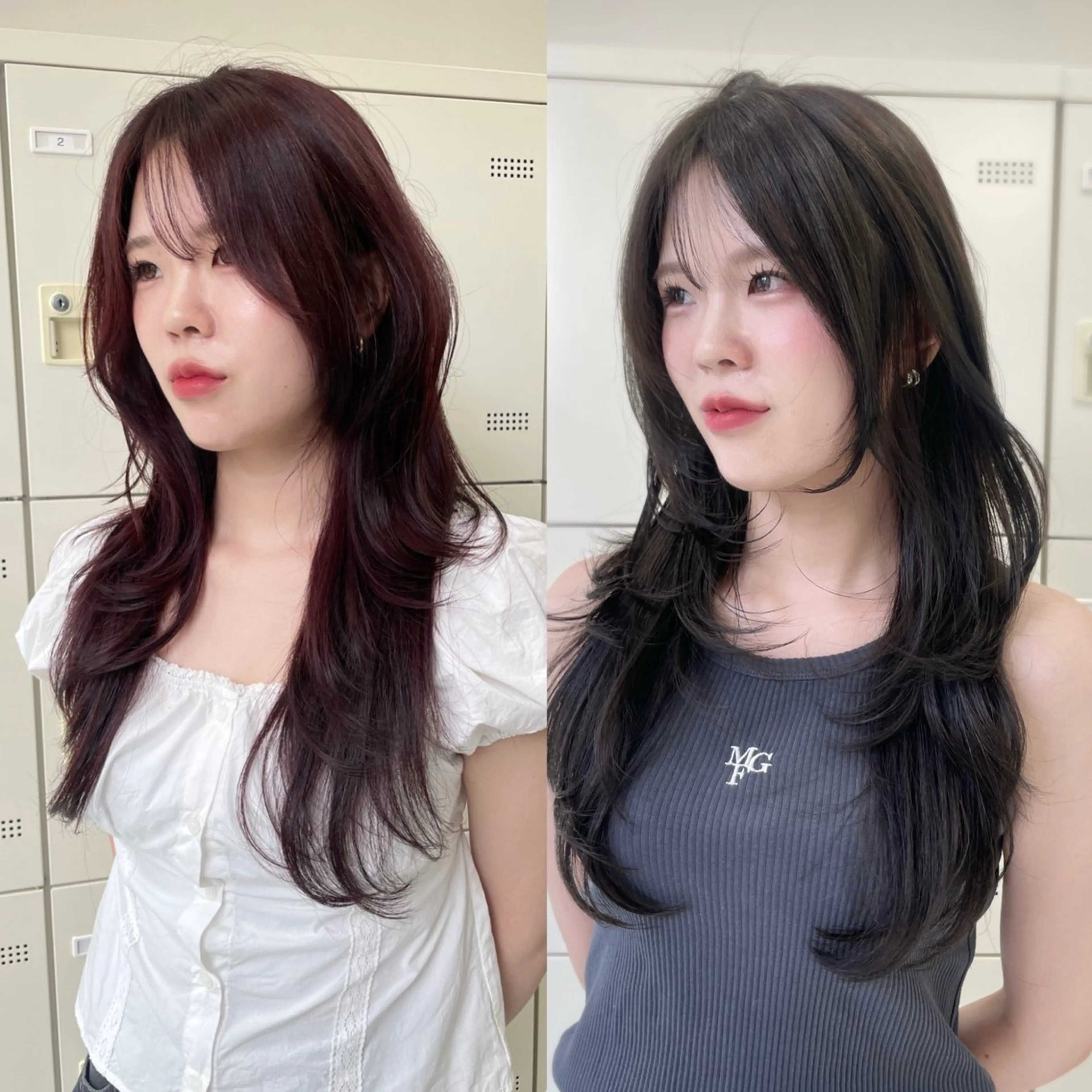 セミロング カット ヘアカラー トリートメント MOE 福岡韓国ヘア✧︎のヘアスタイル