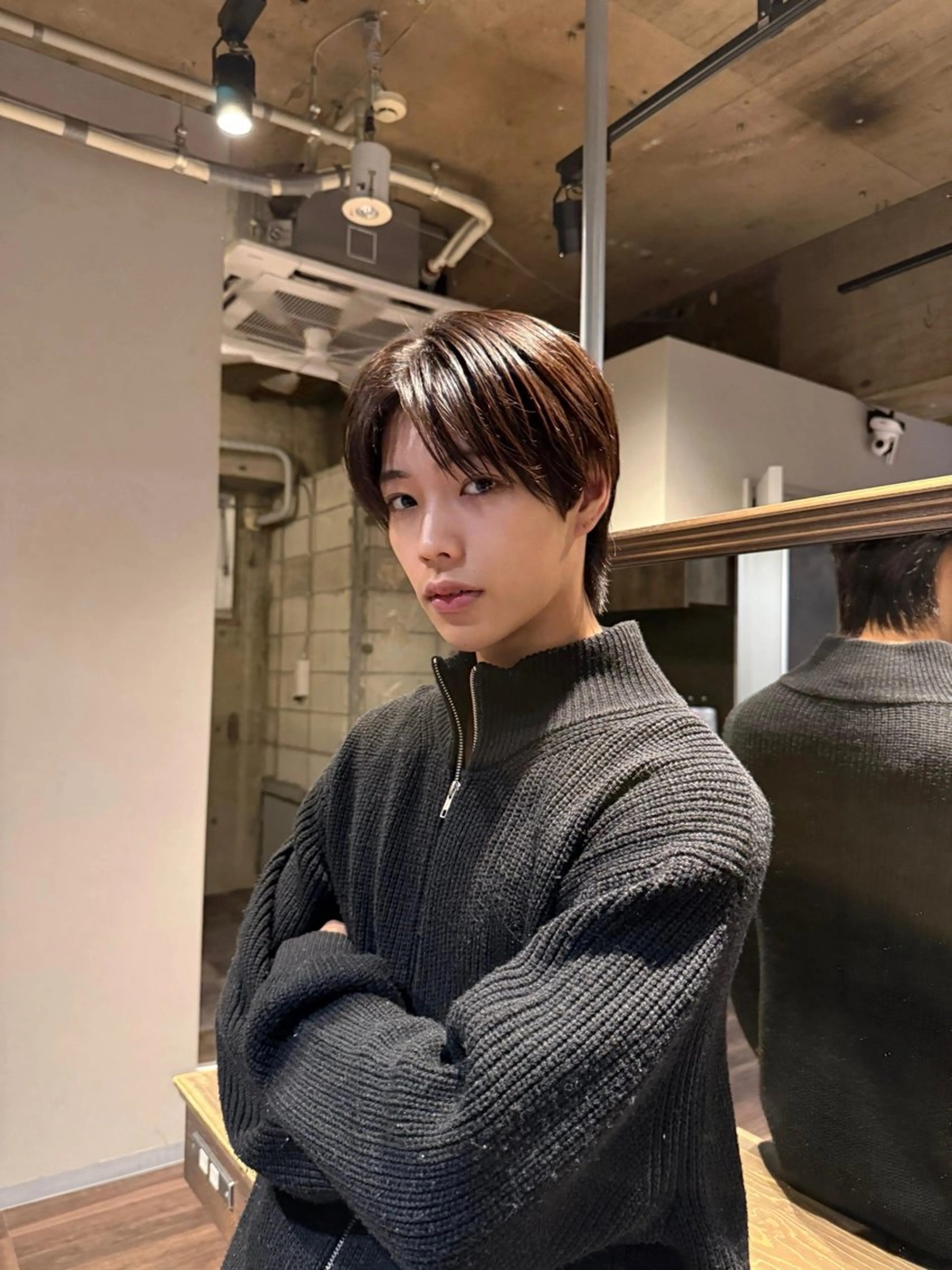 ショート メンズ センターパート カット メンズ/佐藤 恒輝のヘアスタイル