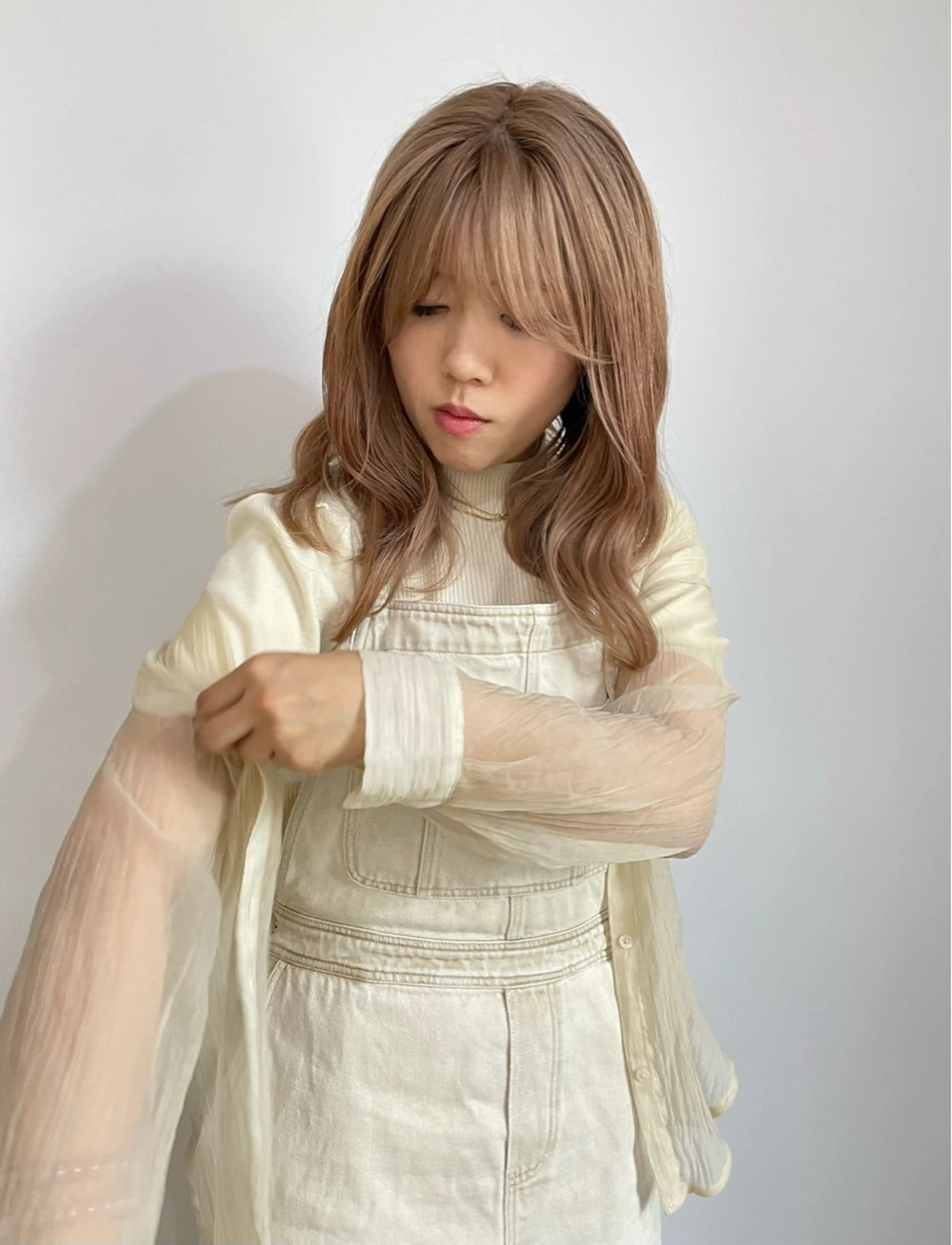 セミロング カラー ベージュカラー ピンクカラー ピンクベージュ men'scut募集 /艶カラー/上杉健太のヘアスタイル