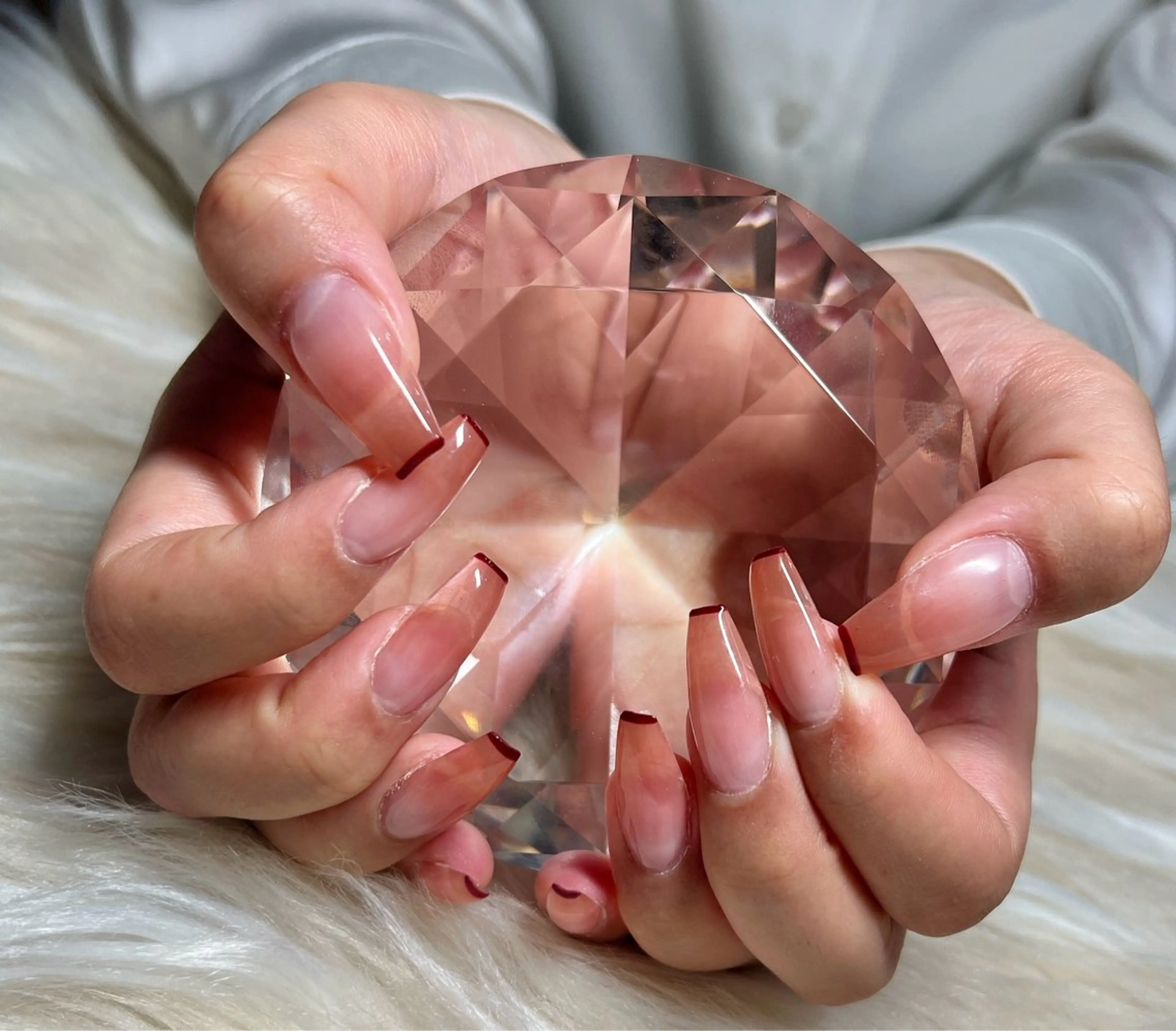 ネイル ボルドー 長さ出し フレンチネイル ジェルネイル グラデーション ハンドネイル Nail&eye Belire 新宿のネイルデザイン