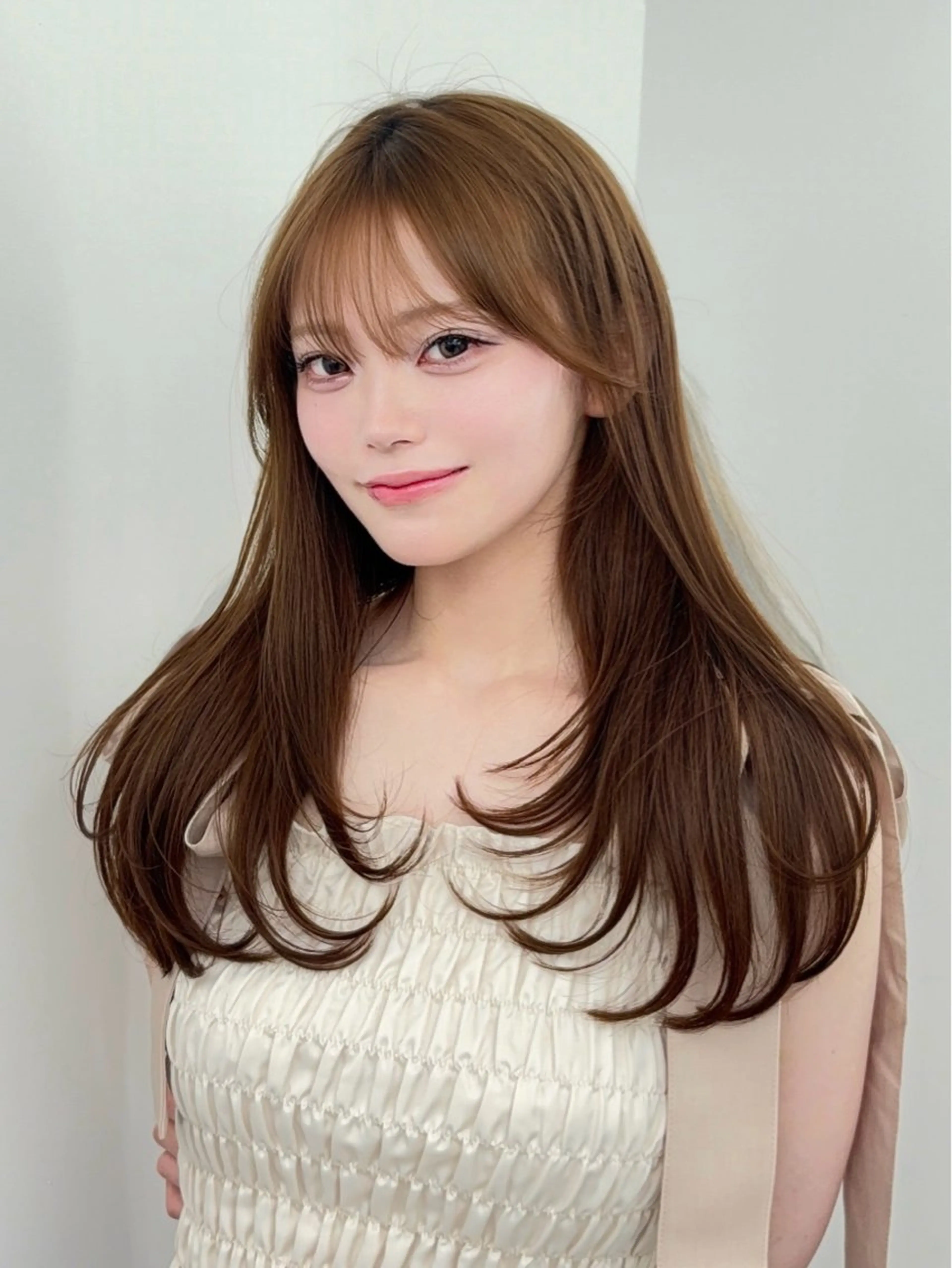 ロング カラー 小顔カット カット ヘアカラー トリートメント 韓国ヘア/レイヤー/ 顔まわり足立遥奈のヘアスタイル