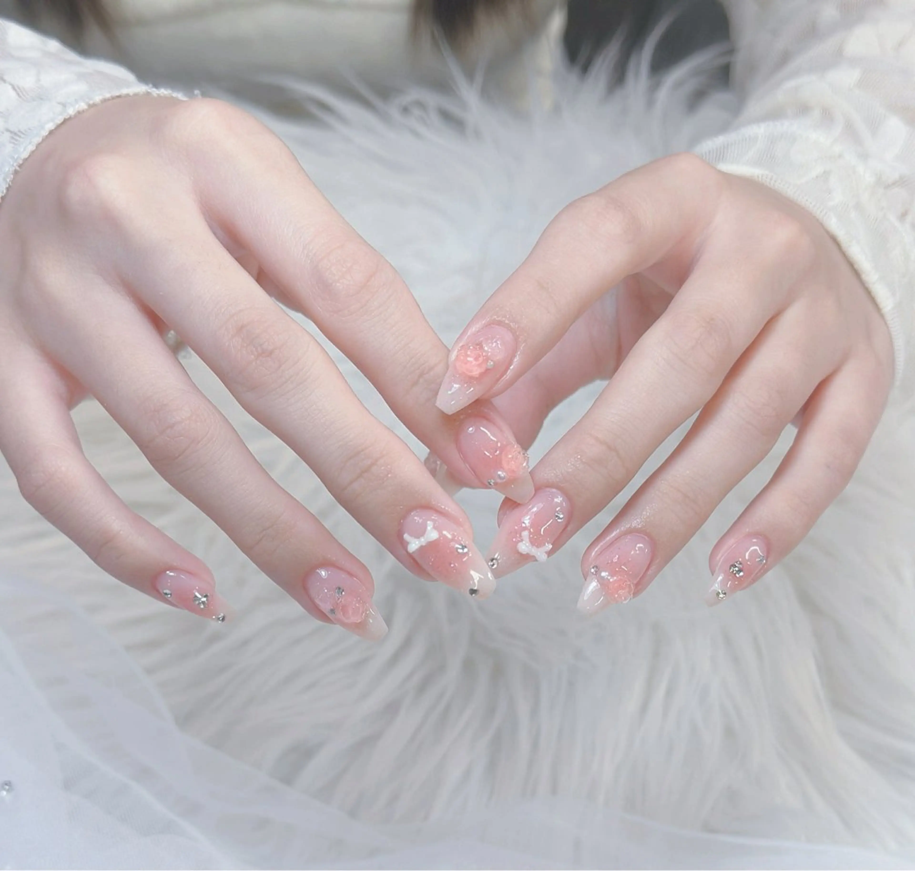 ネイル 長さ出し フレンチネイル 韓国ネイル レース マグネットネイル ハンドネイル nami ナミのネイルデザイン