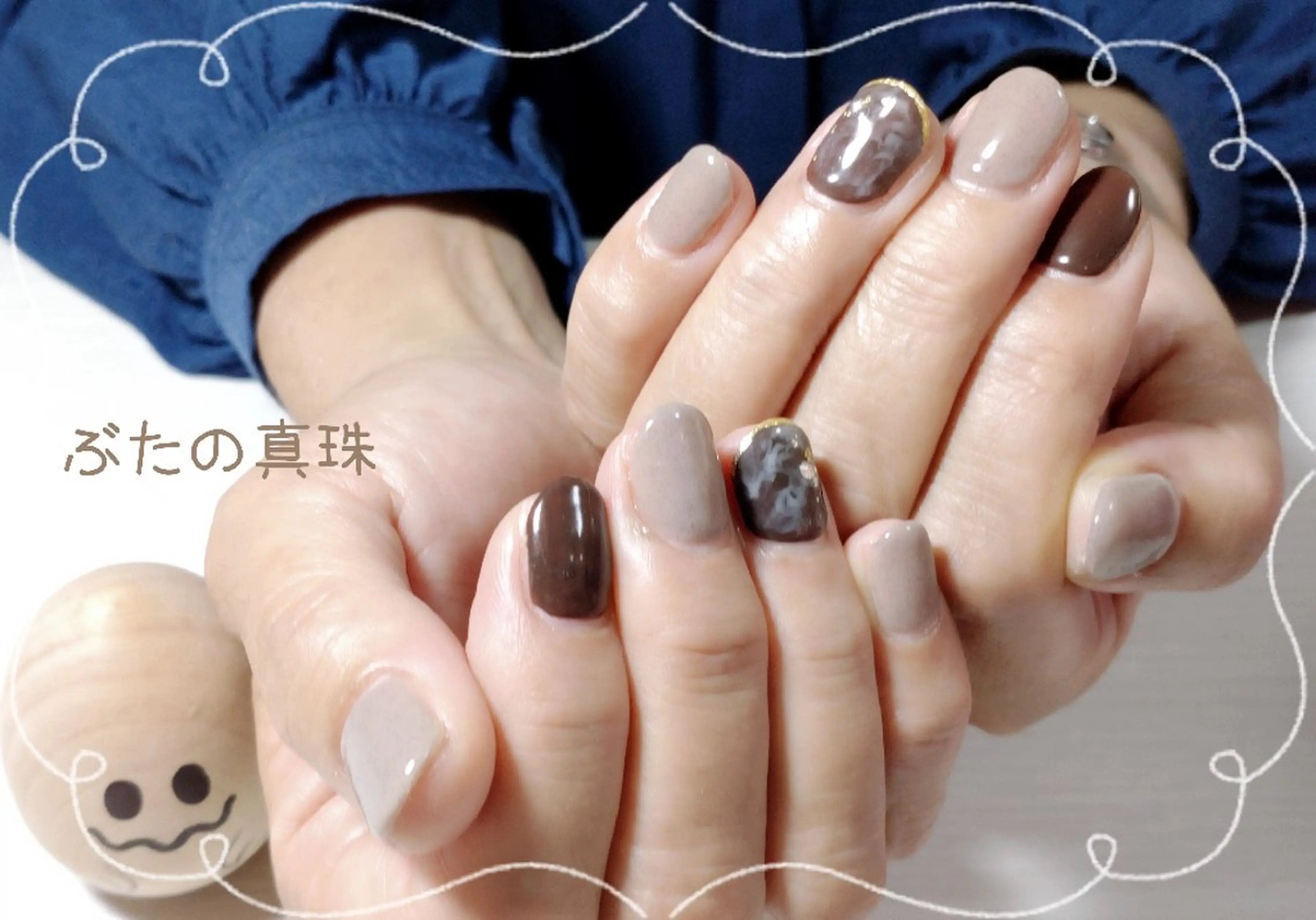 ネイル ブラウン 大理石ネイル(マーブル) ハンドネイル 林 珠里のネイルデザイン