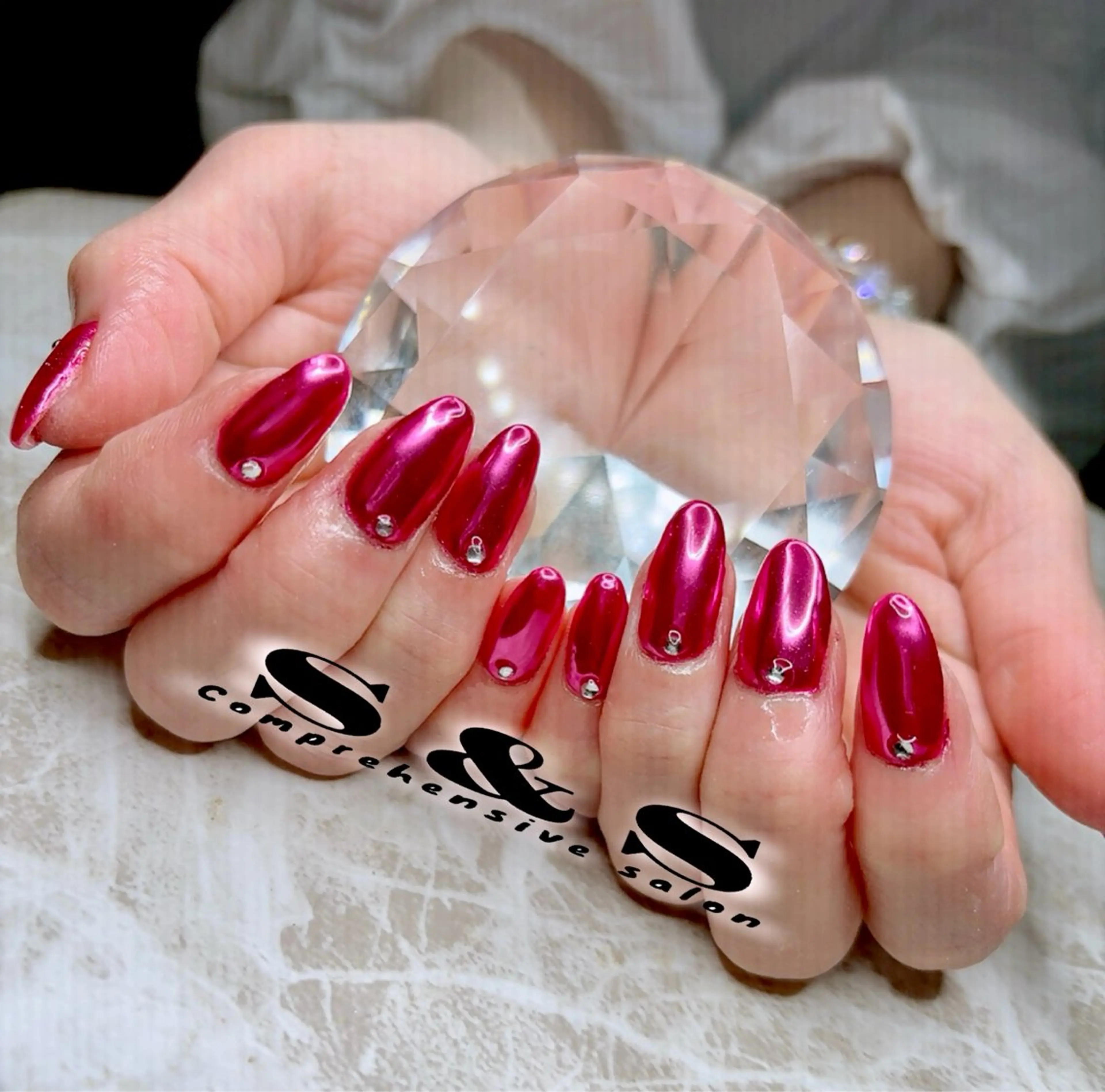 ネイル 長さ出し メンズネイル ミラーネイル 持ち込み ピンク S&S 村田小百合のネイルデザイン