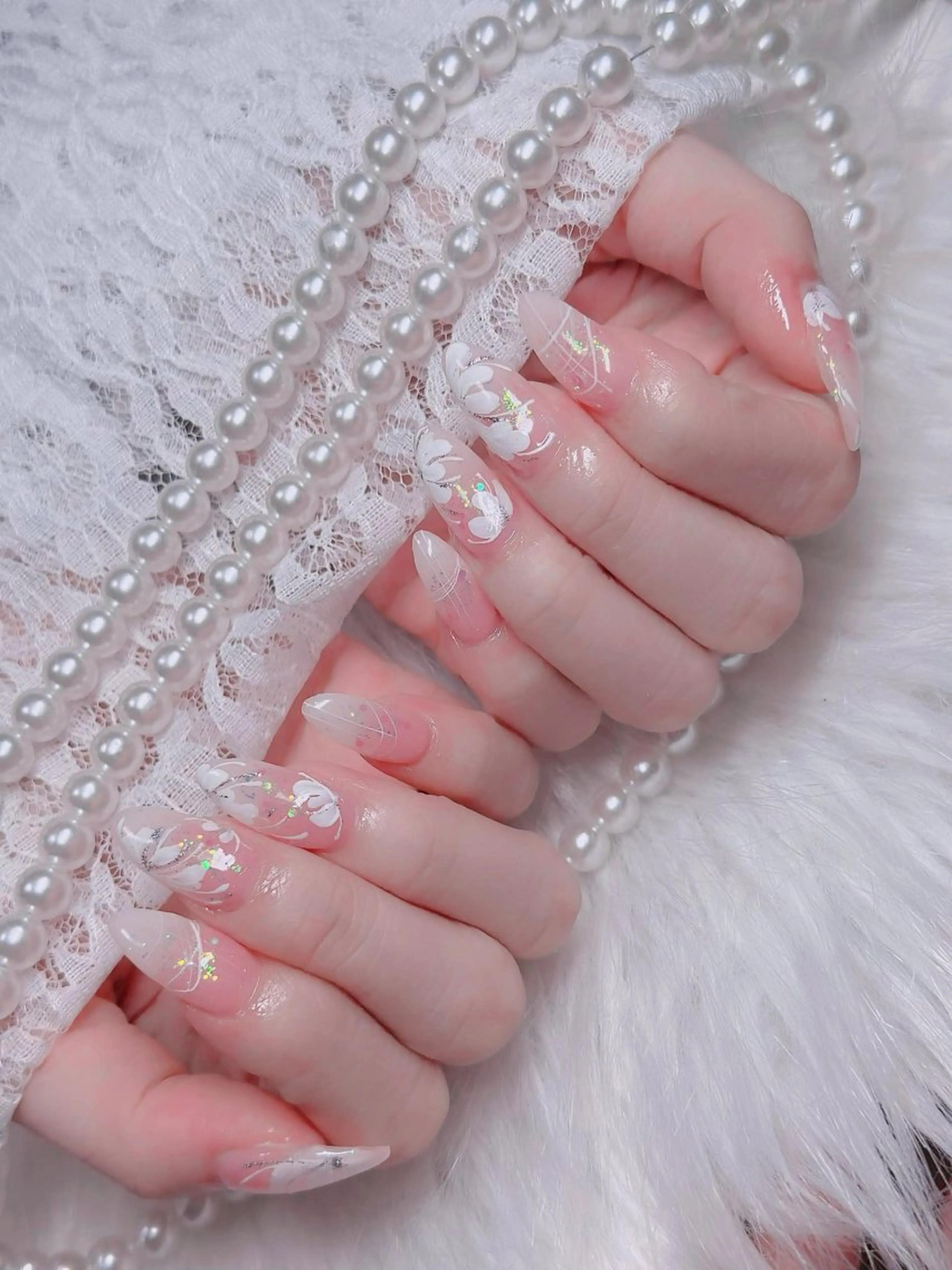 ネイル フレンチネイル ジェルネイル ガラスフレンチ ハロウィン ハート H.baby Nail Salonのネイルデザイン