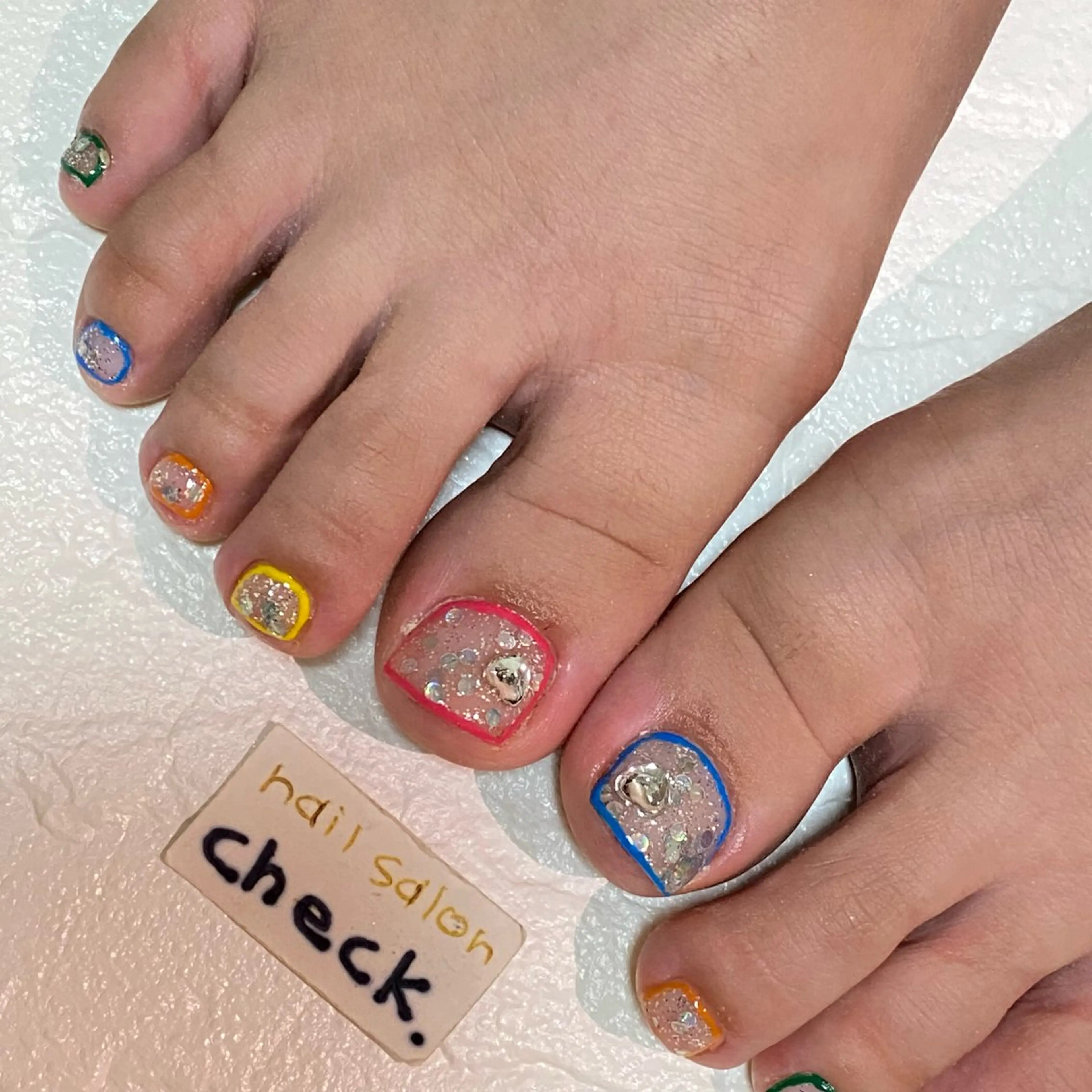 ネイル アートネイル フットネイル ニュアンスネイル スカルプネイル 春ネイル フットネイル ーCHECKー ちあきのネイルデザイン