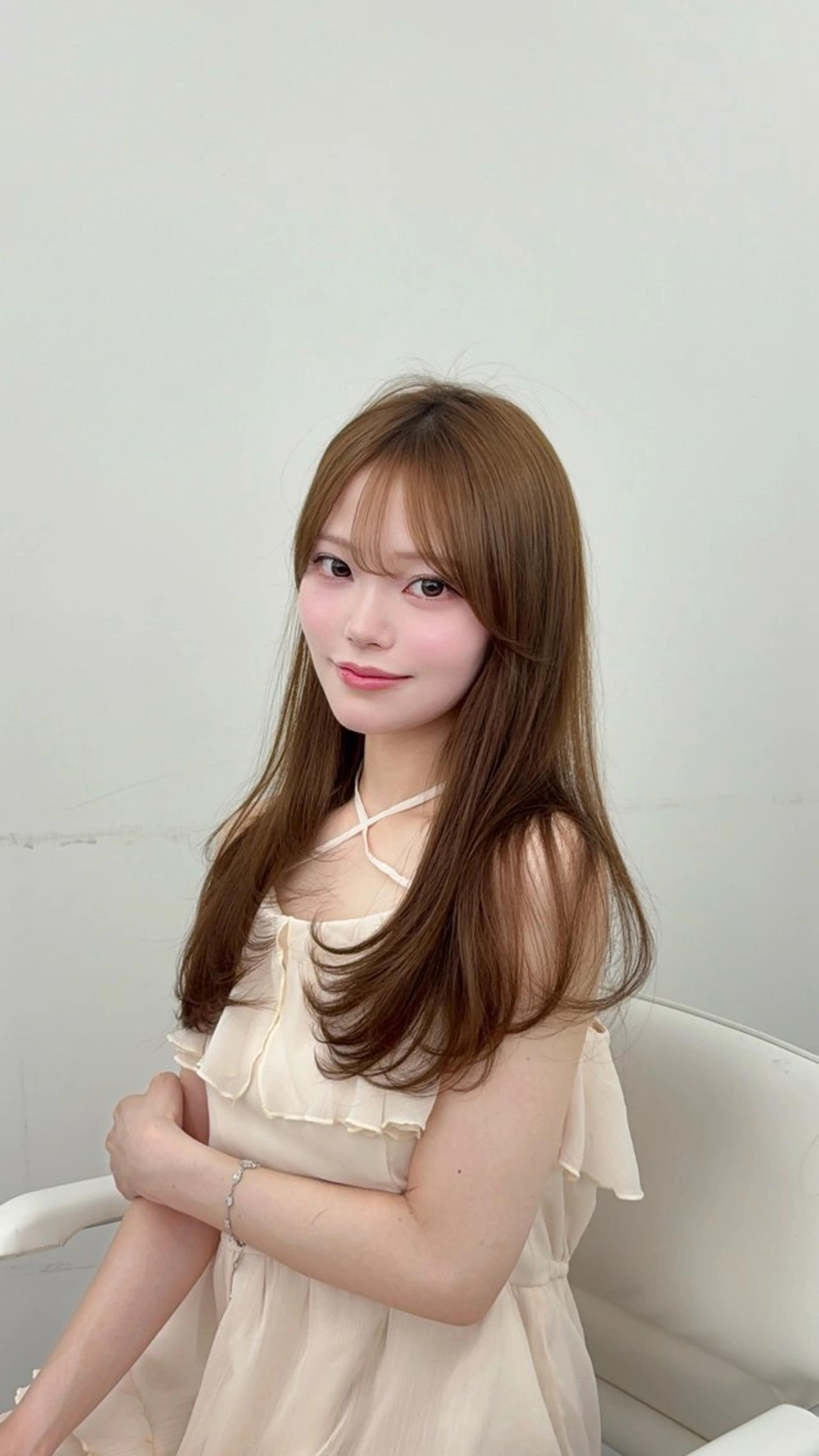 ロング カラー 小顔カット カット ヘアカラー トリートメント 韓国ヘア/レイヤー/ 顔まわり足立遥奈のヘアスタイル