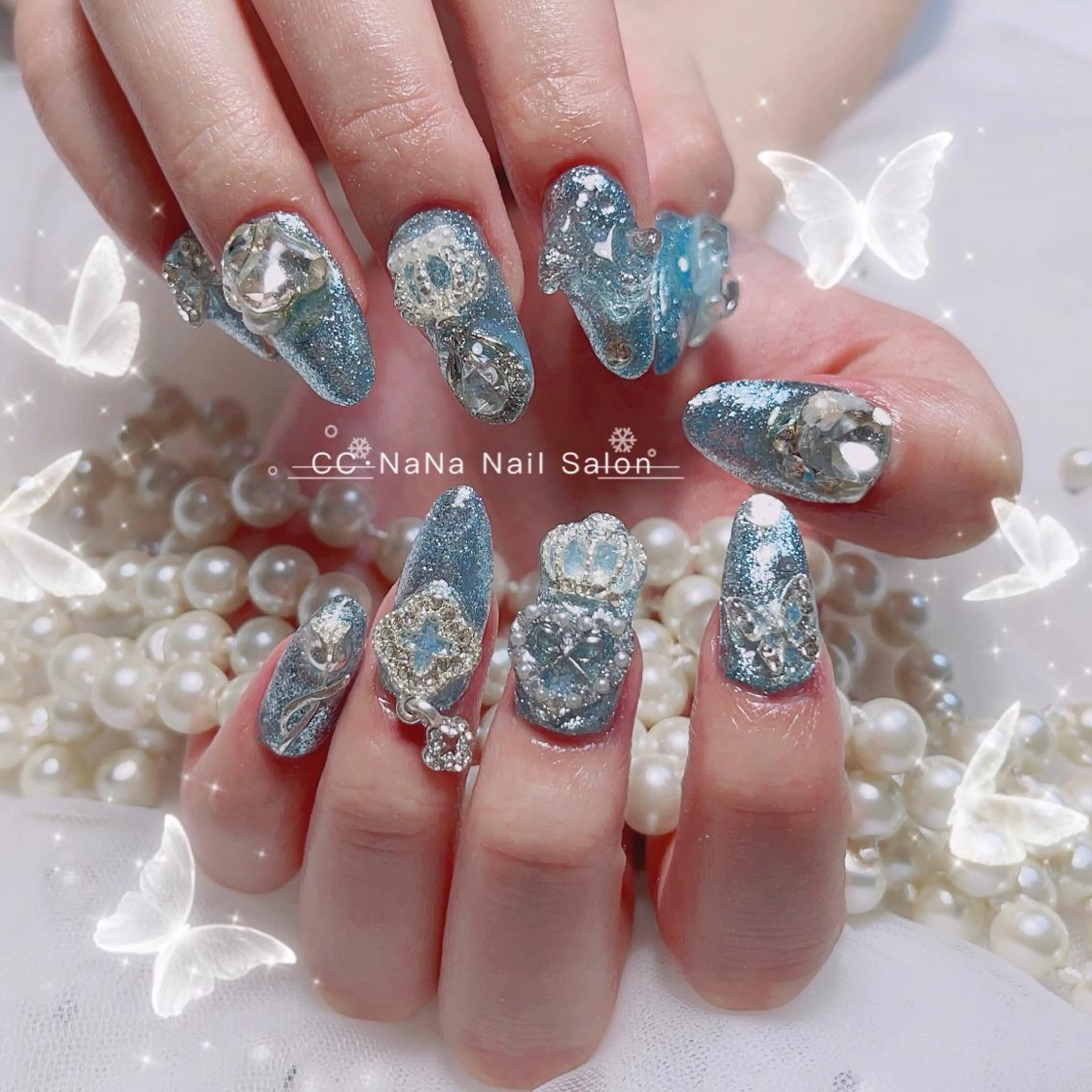 ネイル チークネイル フラッシュネイル ジェルネイル ハート キラキラネイル ハンドネイル CCNaNaスカルプ 長さだし専門💎Yoのネイルデザイン