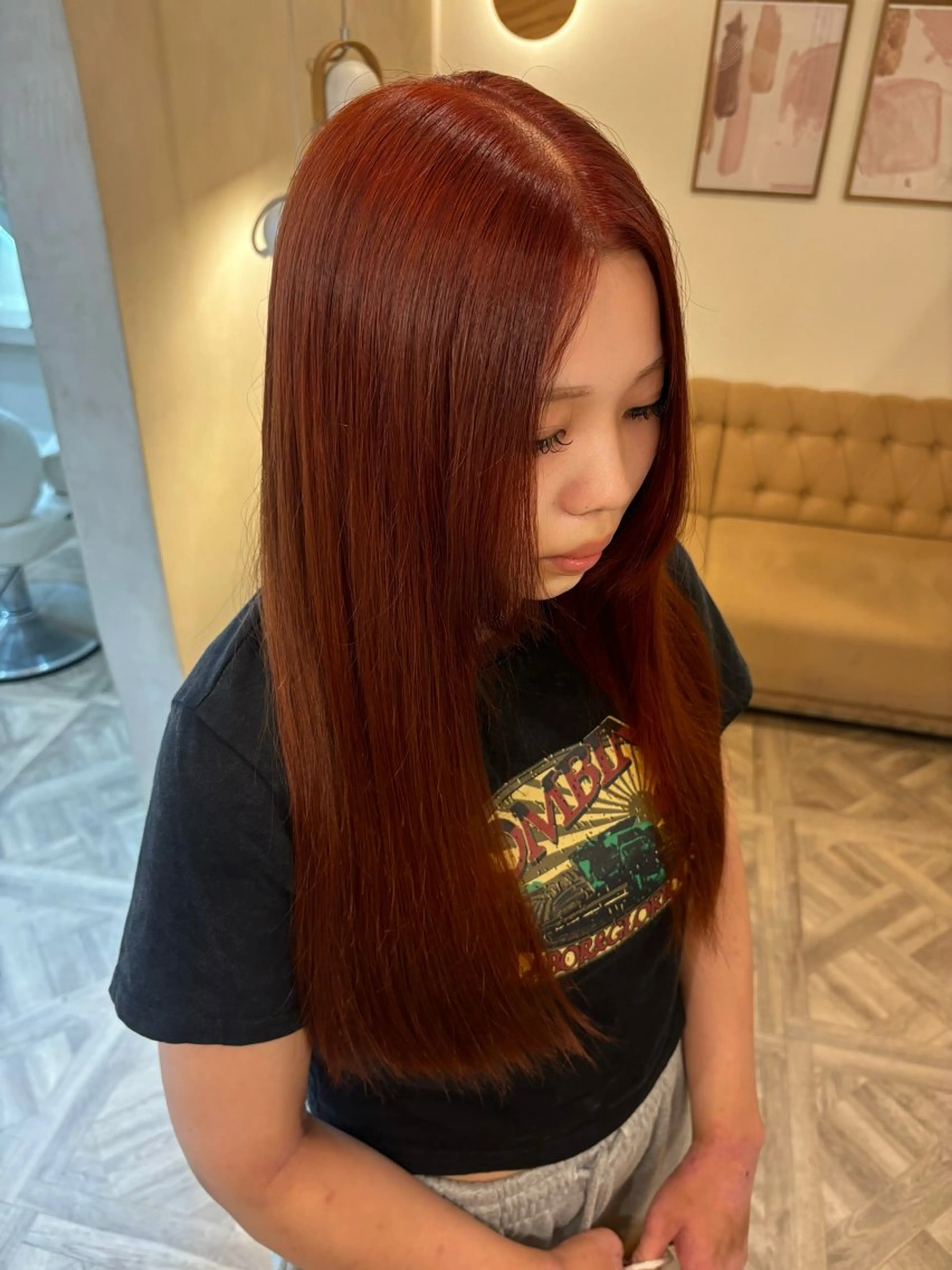 ロング カラー ヘアカラー トリートメント ミルクティ/ピンク/ レイヤー/yuriaのヘアスタイル