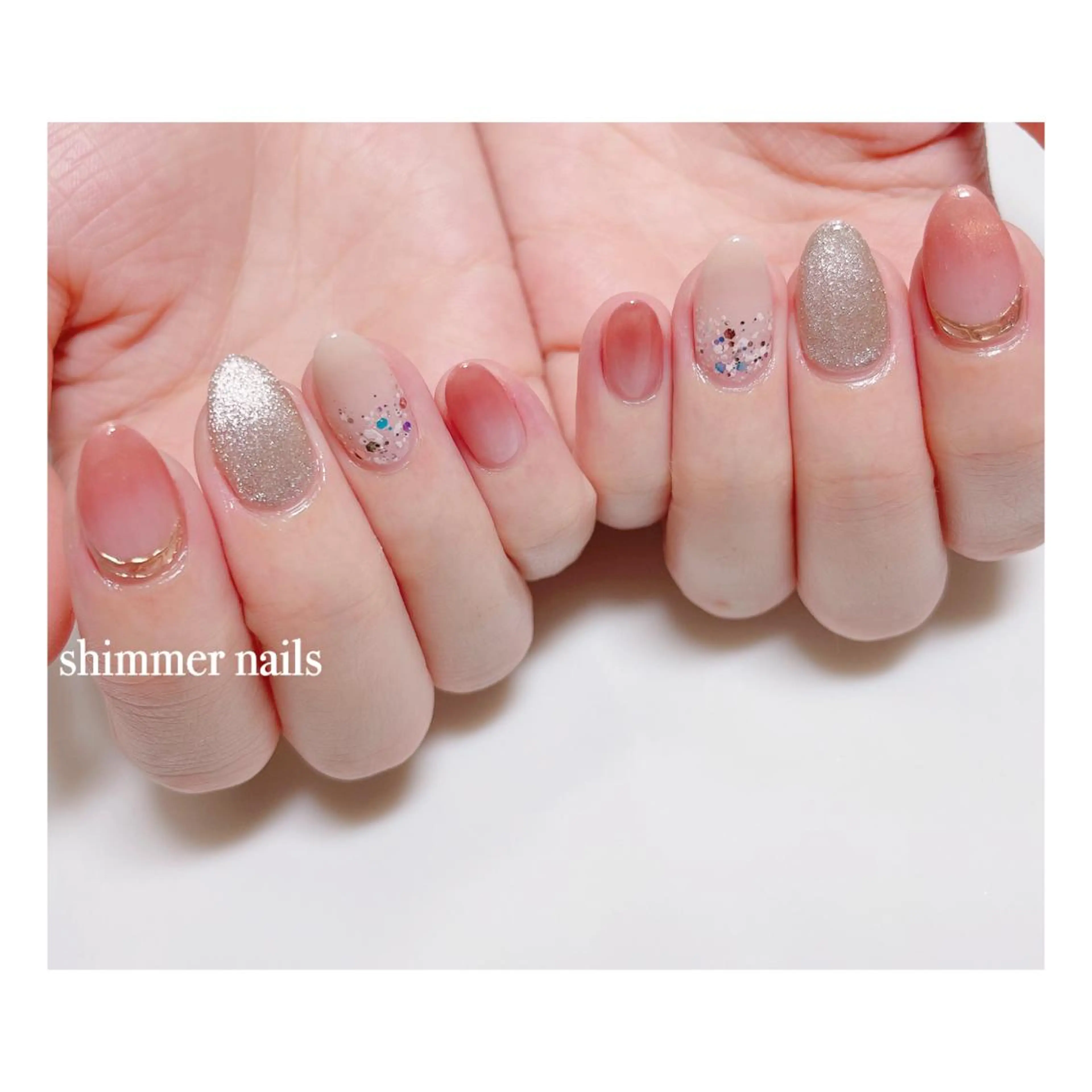 ネイル オレンジ shimmer nailsのネイルデザイン
