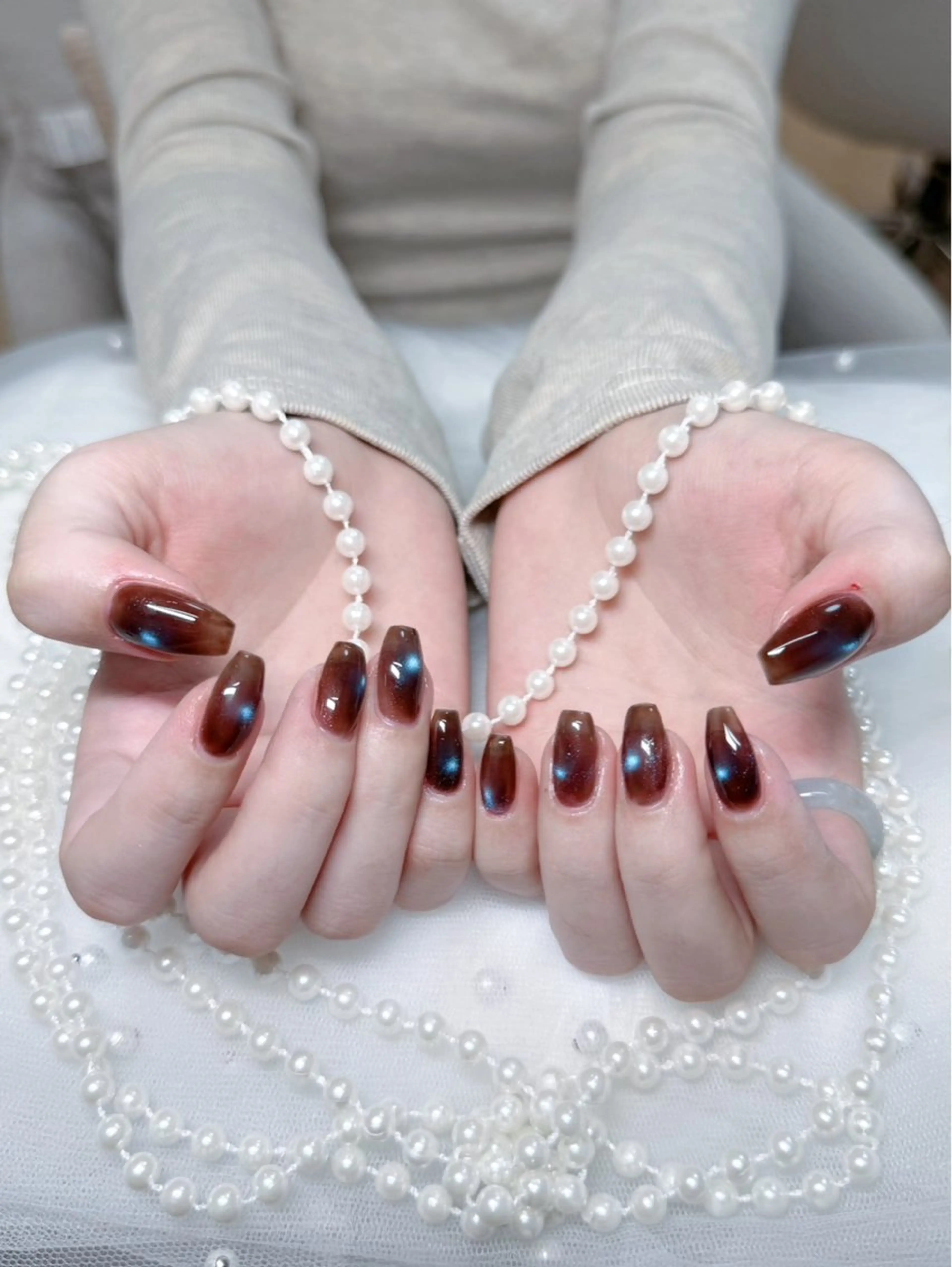 ネイル ジェルネイル グラデーション ロングネイル 持ち込み スカルプネイル ハンドネイル MIYU nail リナのネイルデザイン