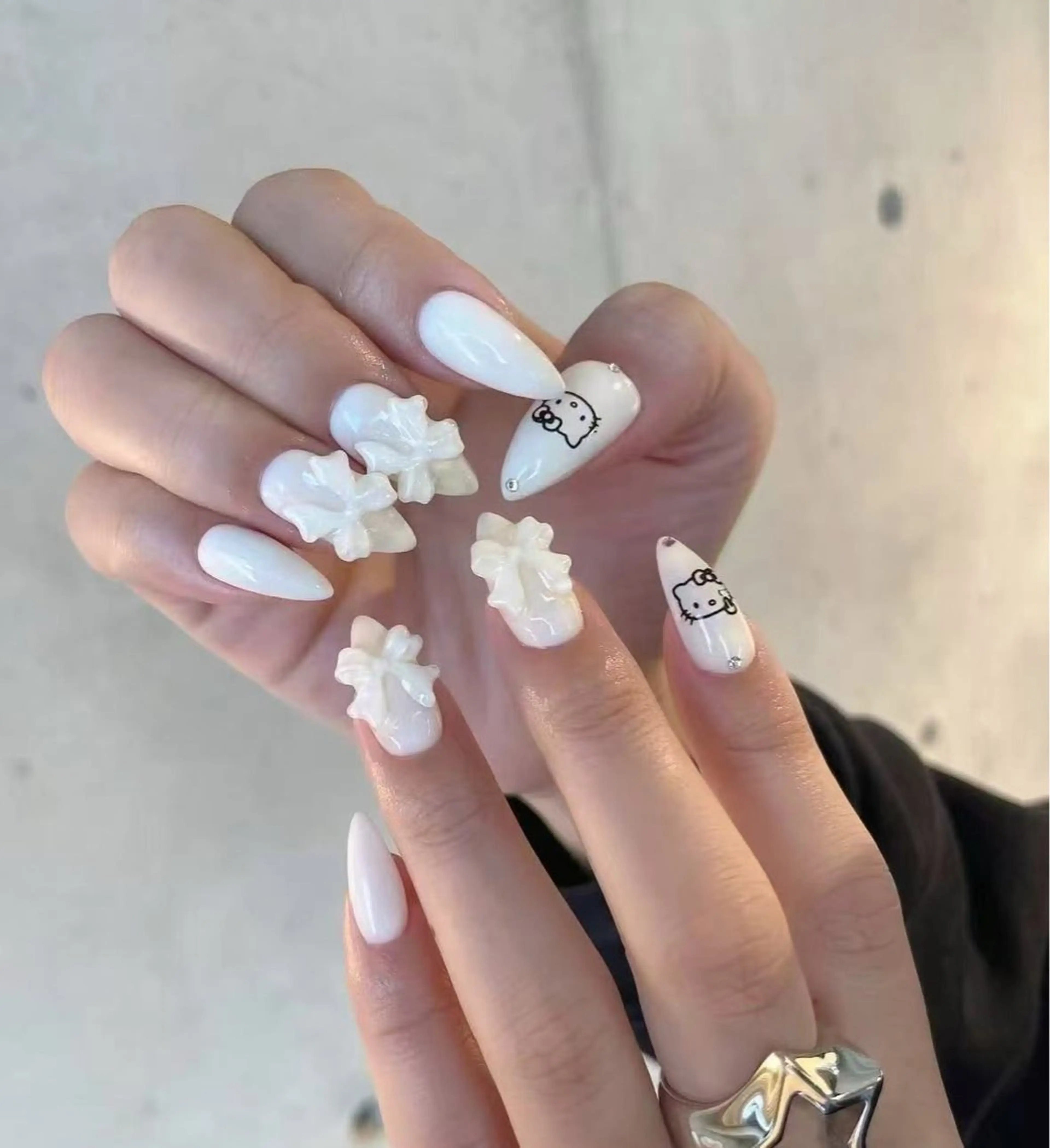 ネイル フラワーネイル フレンチネイル ジェルネイル ガラスフレンチ ハート ハンドネイル BabyYouMi ねねのネイルデザイン