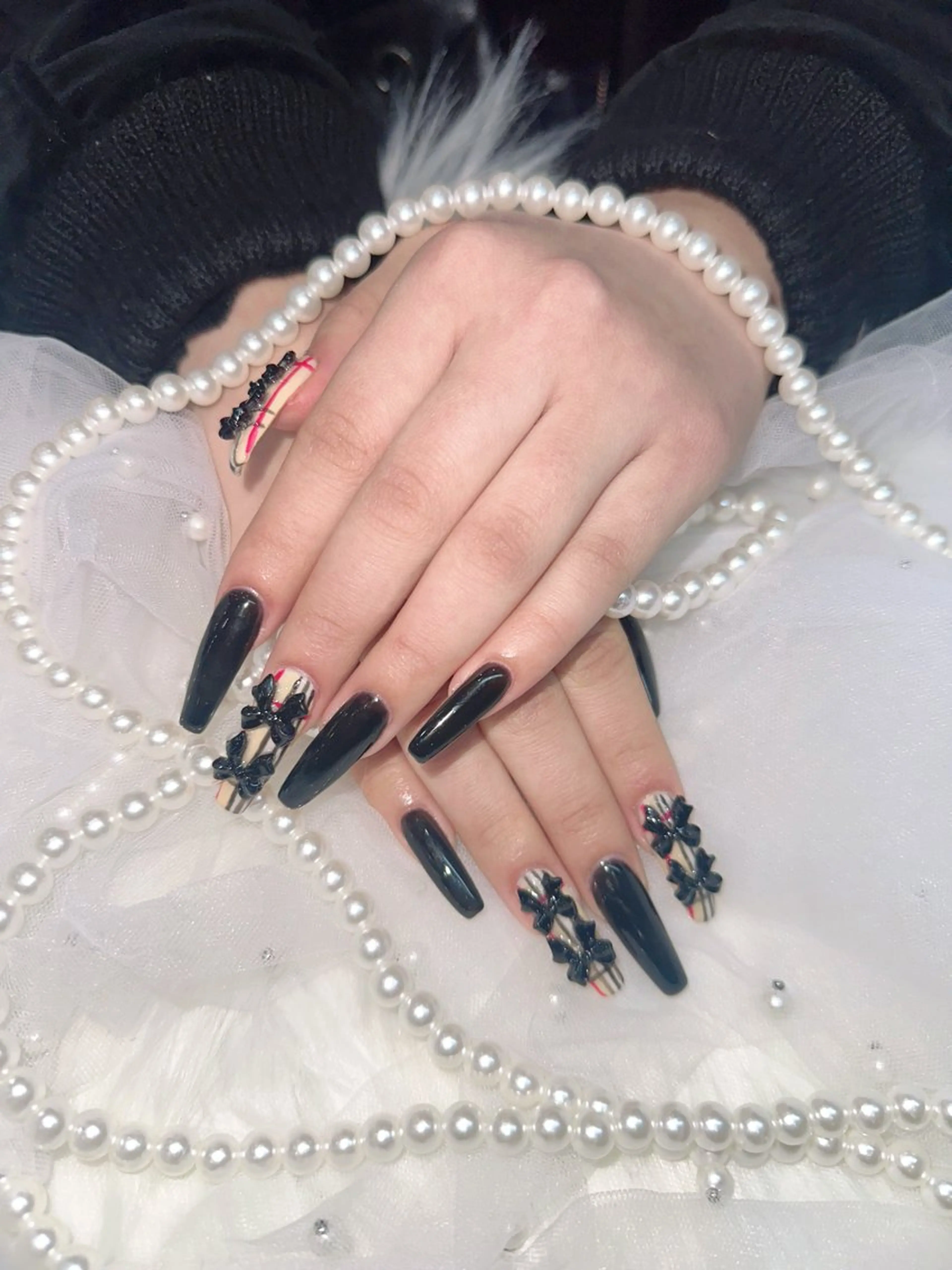 ネイル リボン スカルプネイル ワンホンネイル icy nail れいあのネイルデザイン