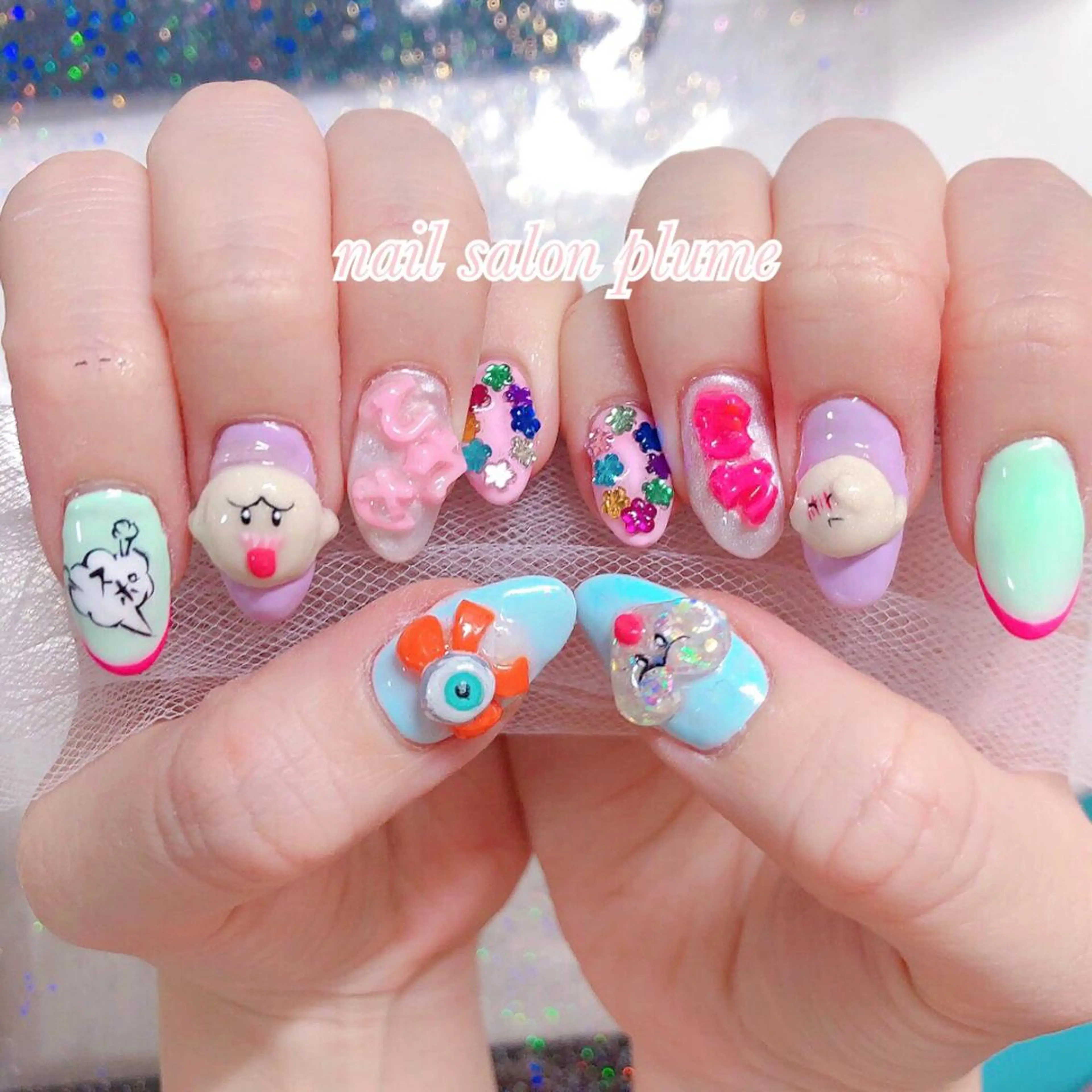 ネイル アートネイル ハロウィン ハート 韓国ネイル ぷっくりネイル ハンドネイル plume nail ☆韓国ネイルのネイルデザイン