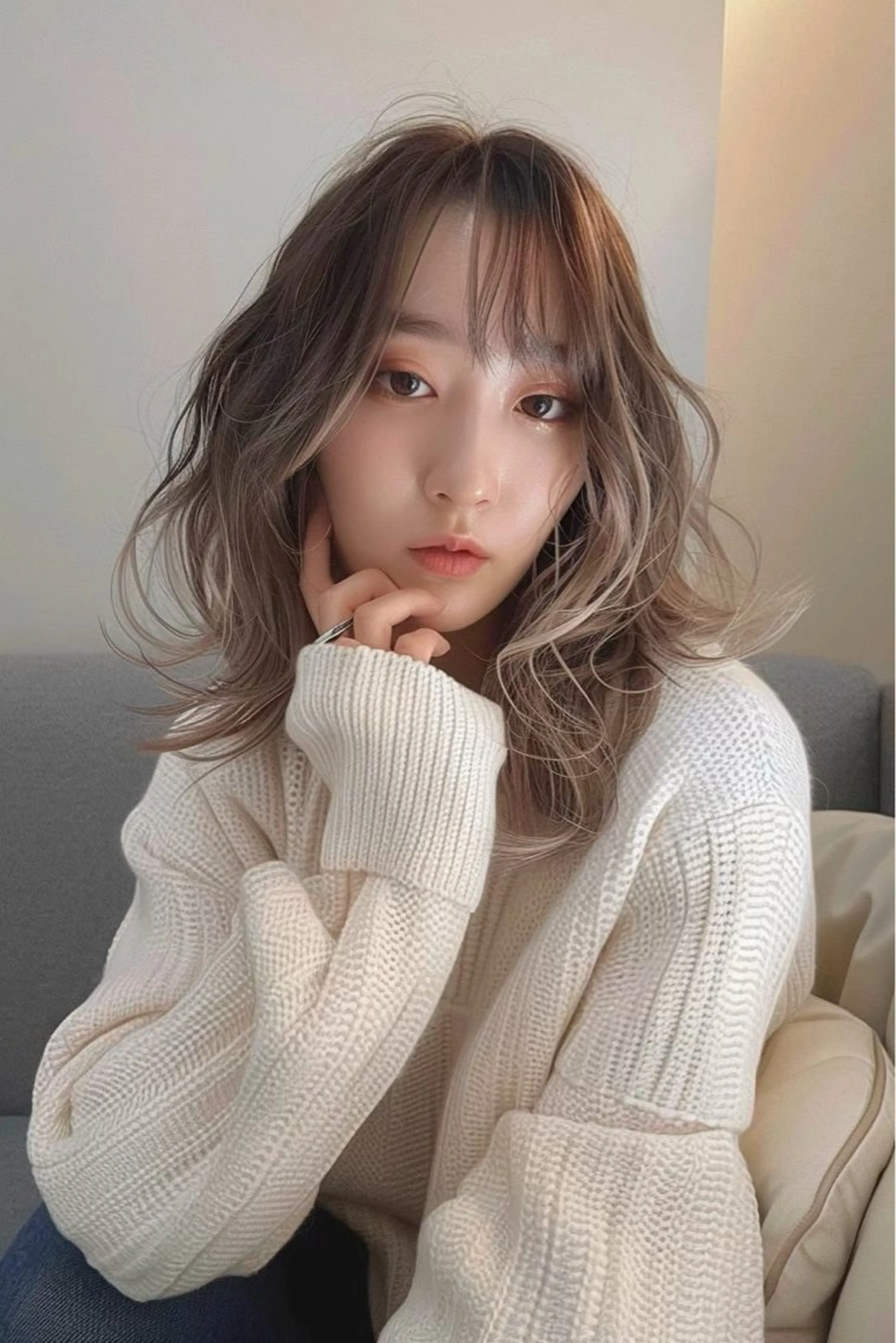 ミディアム カット ヘアカラー トリートメント 最新ケアカラー 髪質改善YUTOのヘアスタイル