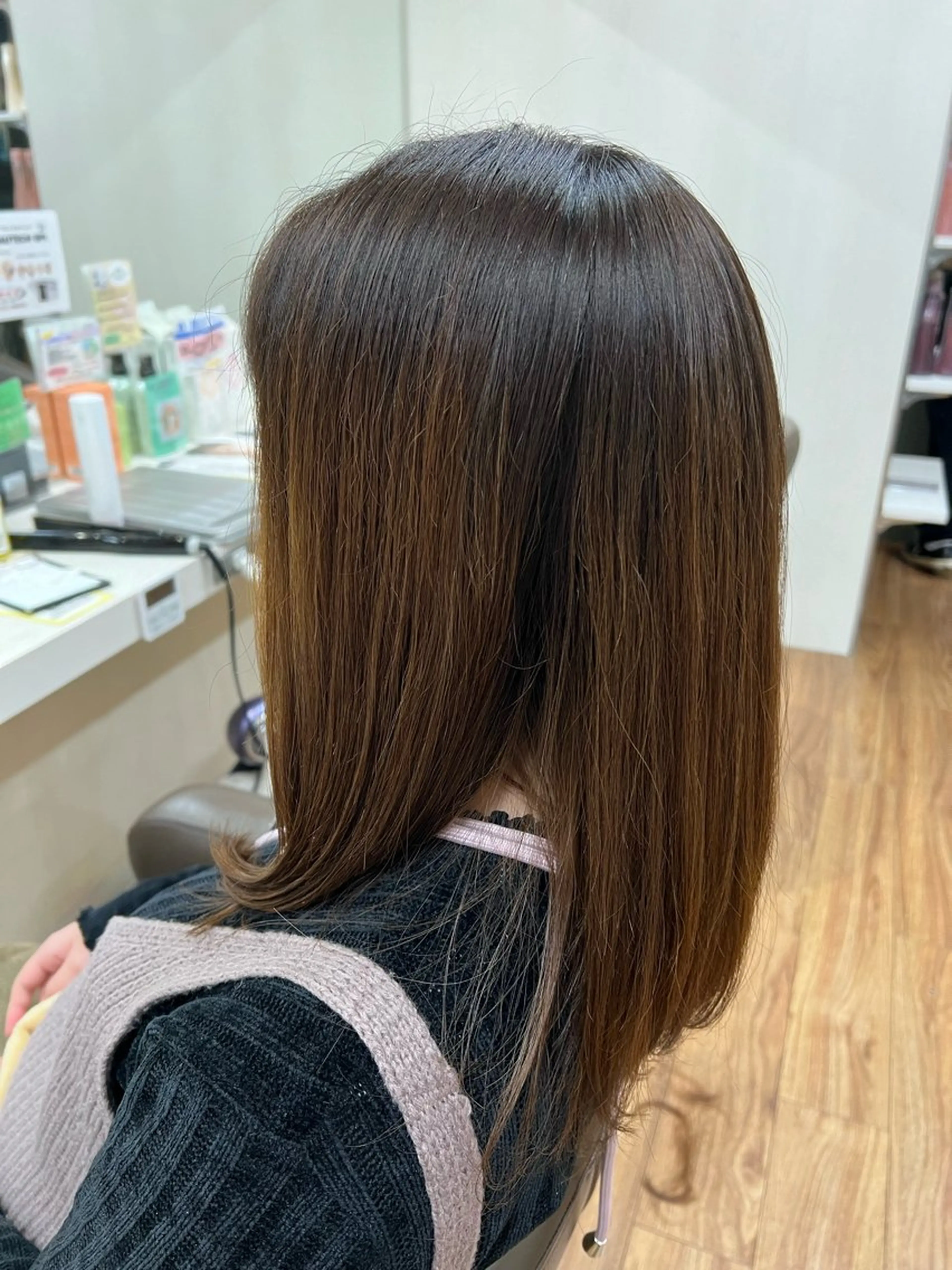 ロング カット 朝が楽になる艶髪縮毛 ✨中稲明梨のヘアスタイル