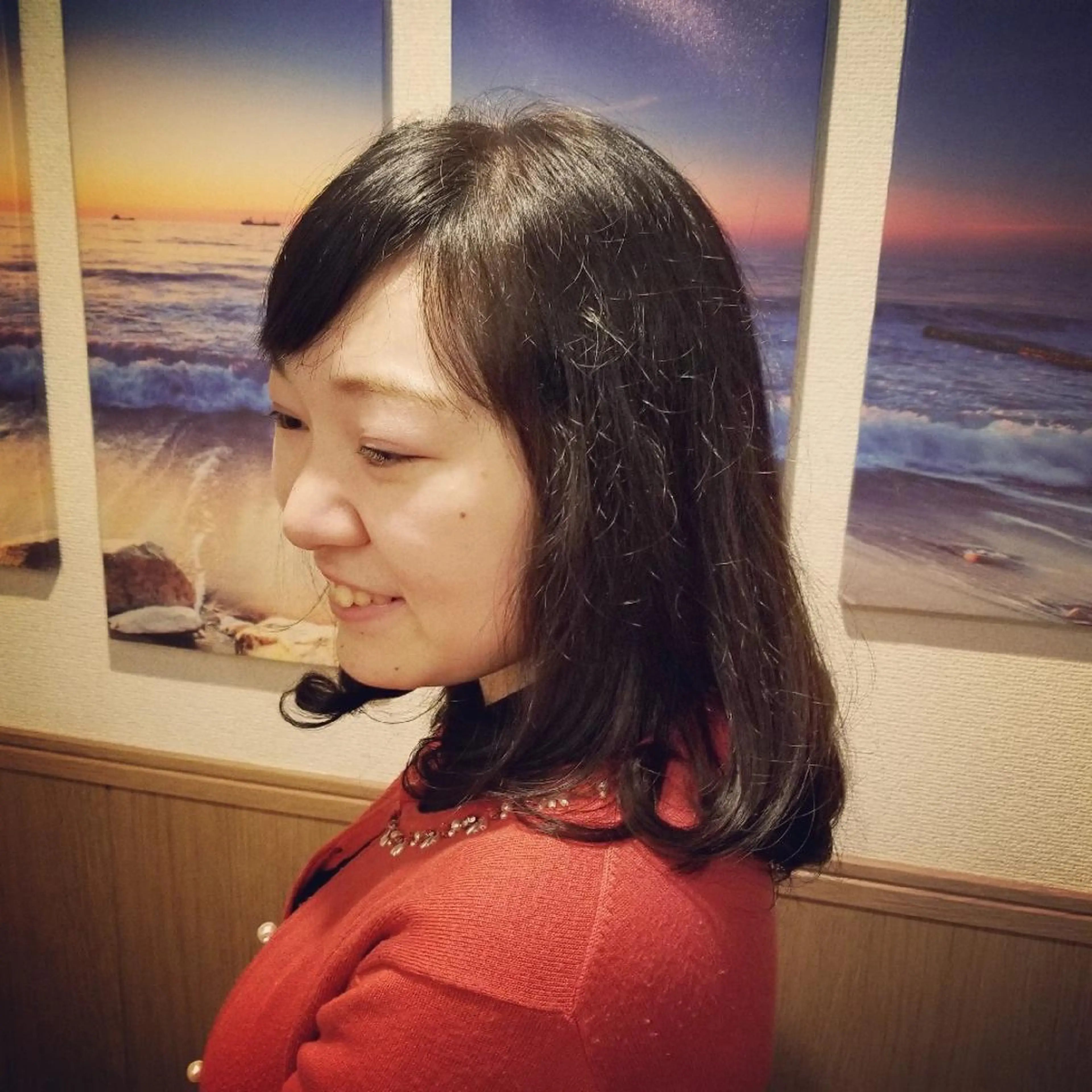 セミロング カラー アッシュ ブルーカラー 透明感カラー ハイライトカラー ネイビーカラー spa hair ark 富井直美のヘアスタイル