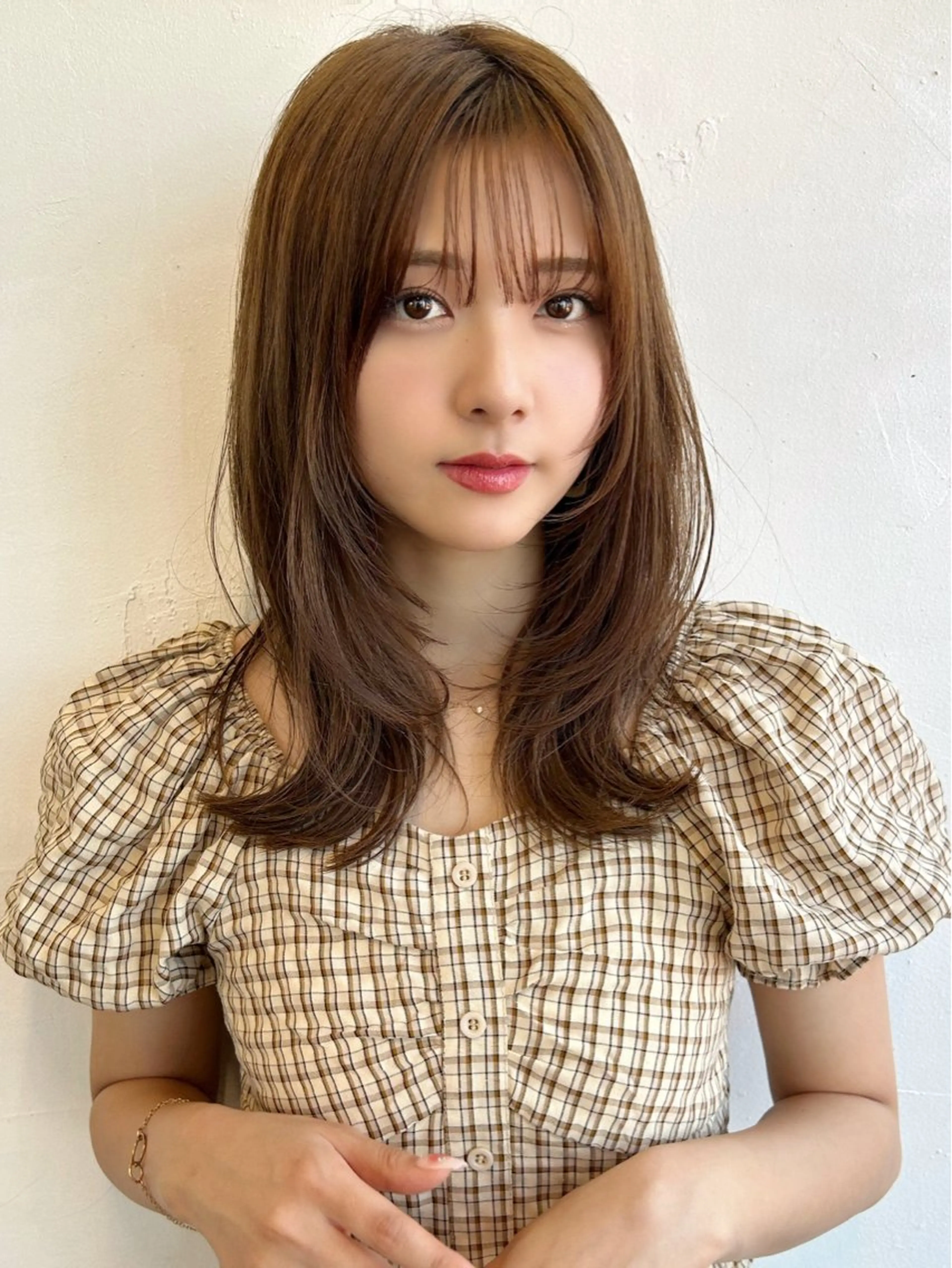 セミロング レイヤーカット カット ヘアカラー トリートメント 藤間 帆乃夏（とうまほのかのヘアスタイル