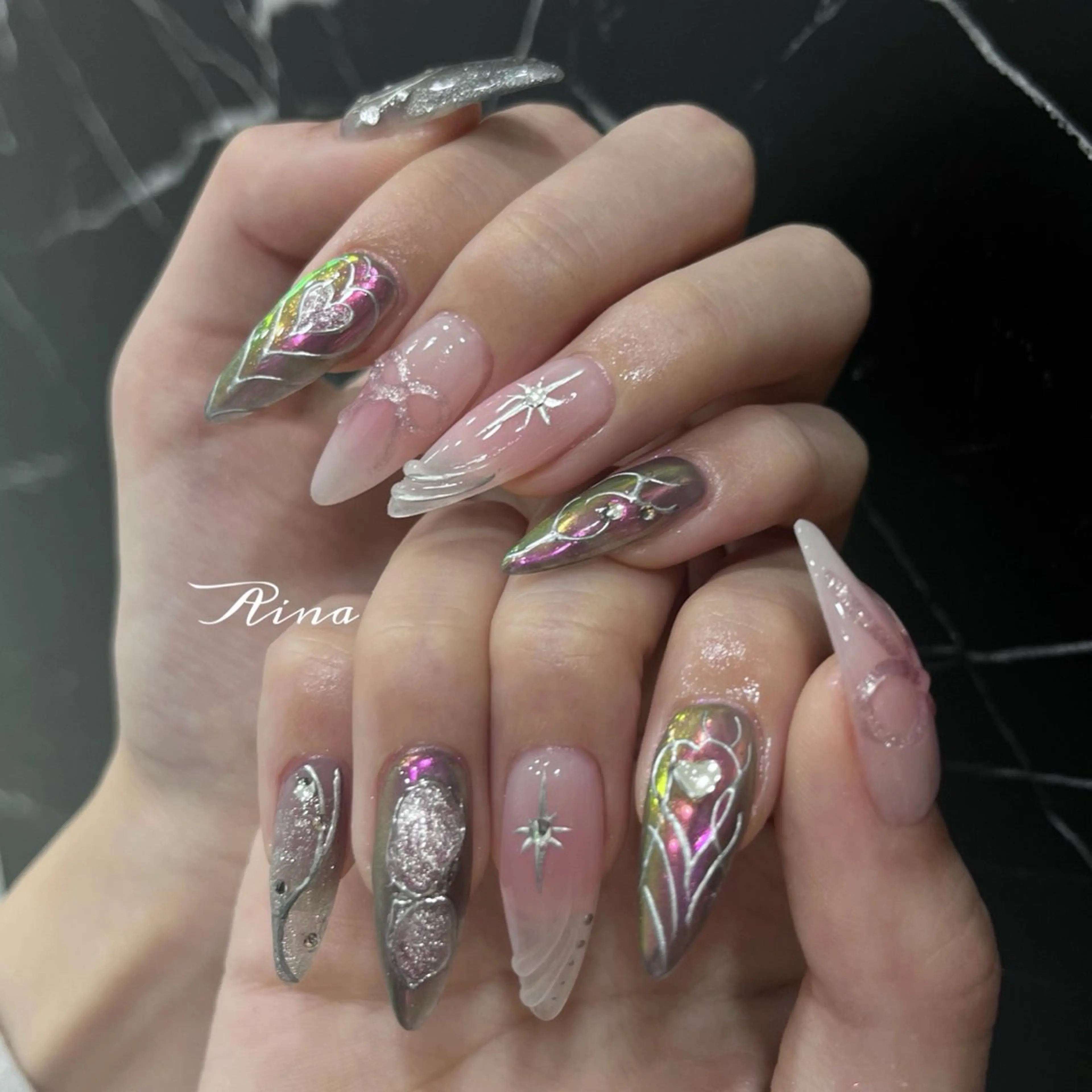 ネイル ピンク moca  心斎橋店所属・moca心斎橋店 Aina🐈‍⬛🤍のネイルデザイン