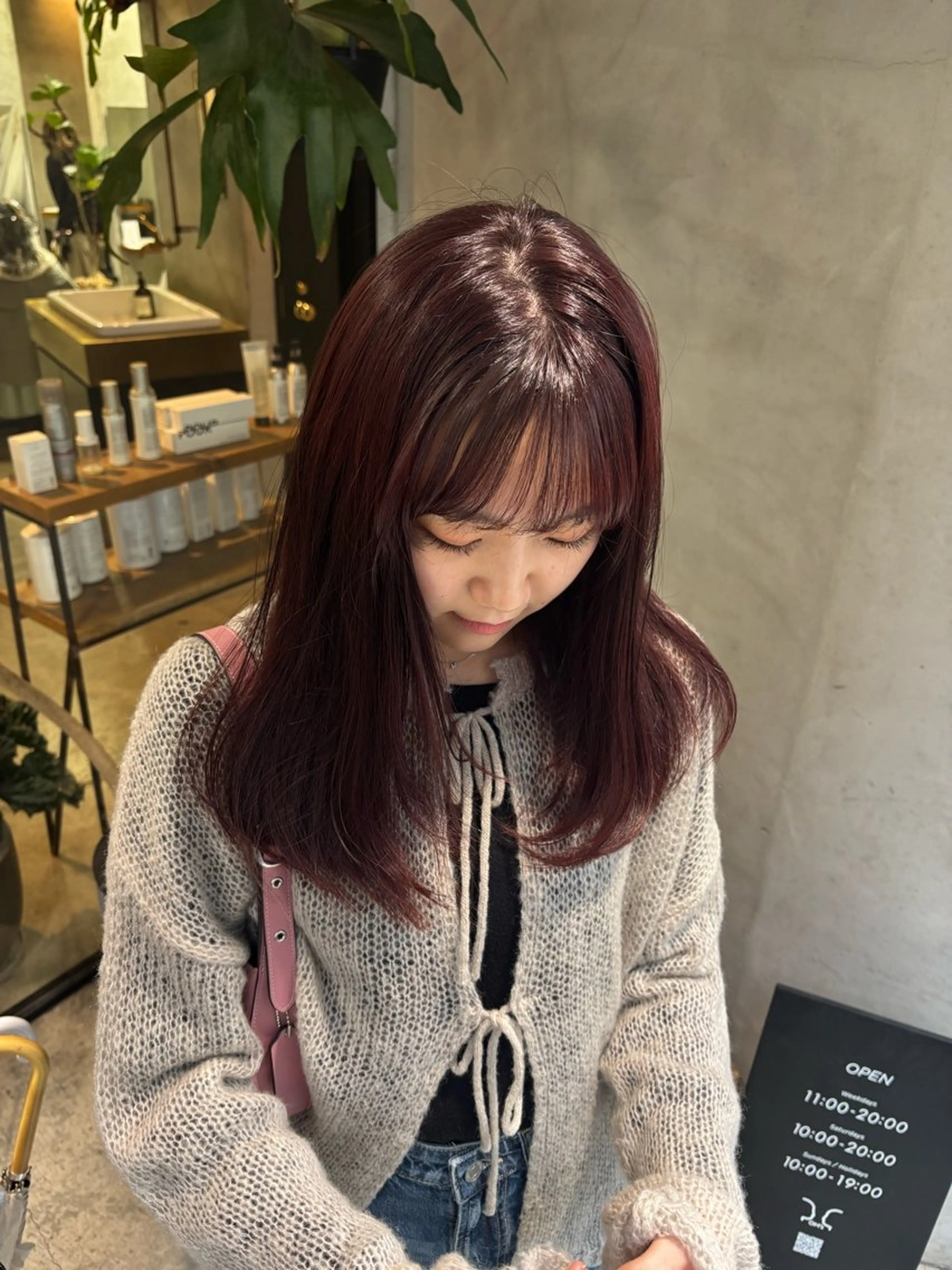 セミロング ピンクブラウン ヘアカラー リナ/名古屋/矢場町 カットモデルのヘアスタイル