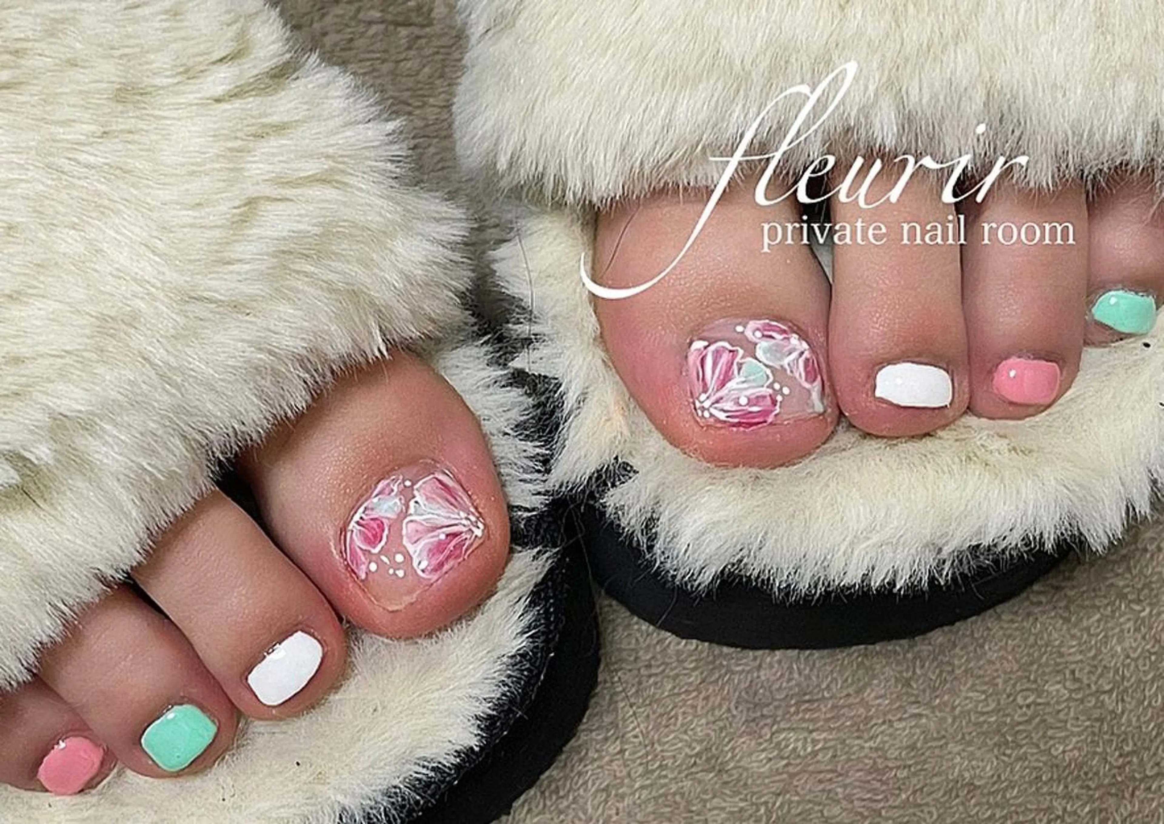 ネイル アートネイル 長さ出し フラワーネイル フットネイル 持ち込み フルリール 【プライベートサロンのネイルデザイン