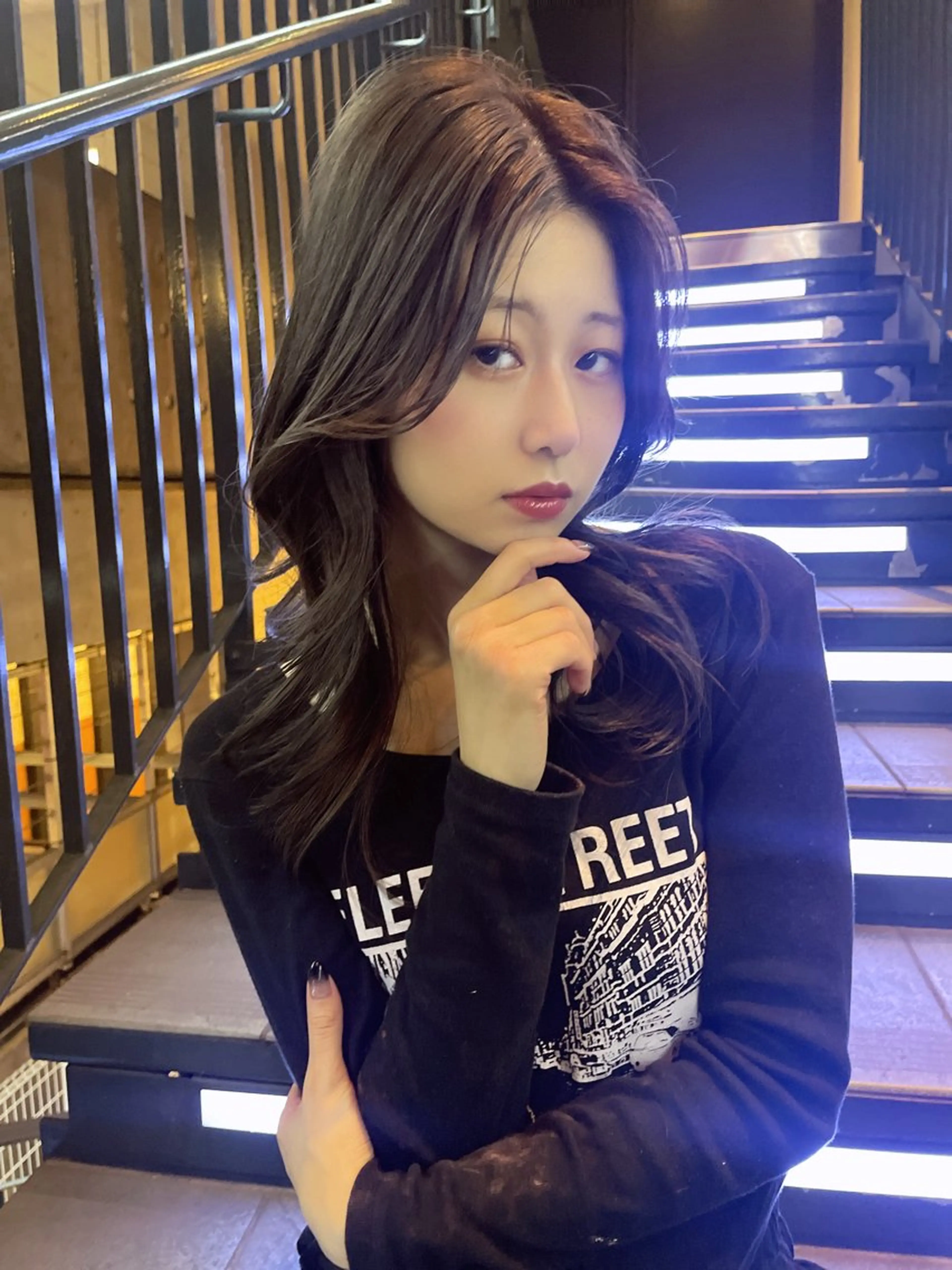 セミロング カラー グレージュ カット ヘアカラー トリートメント AiM エイム　韓国レイヤーのヘアスタイル