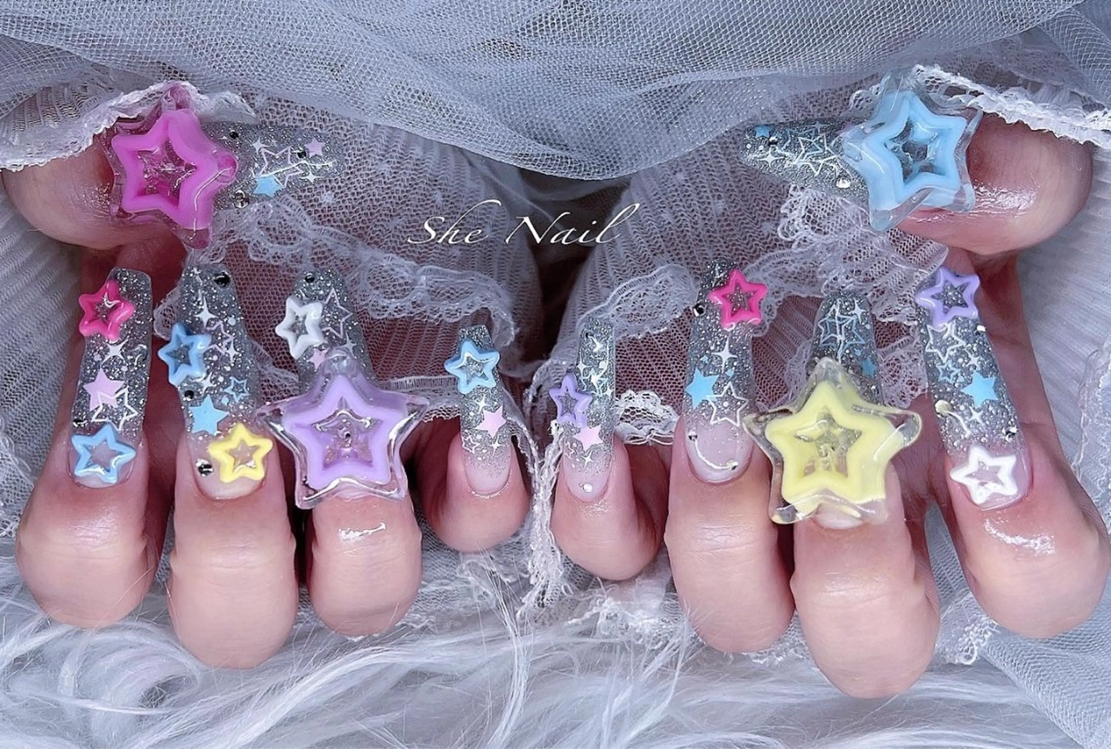 ネイル チークネイル 長さ出し フレンチネイル ガラスフレンチ マグネットネイル ハンドネイル She   Nail所属・ISA_ BELLAのネイルデザイン