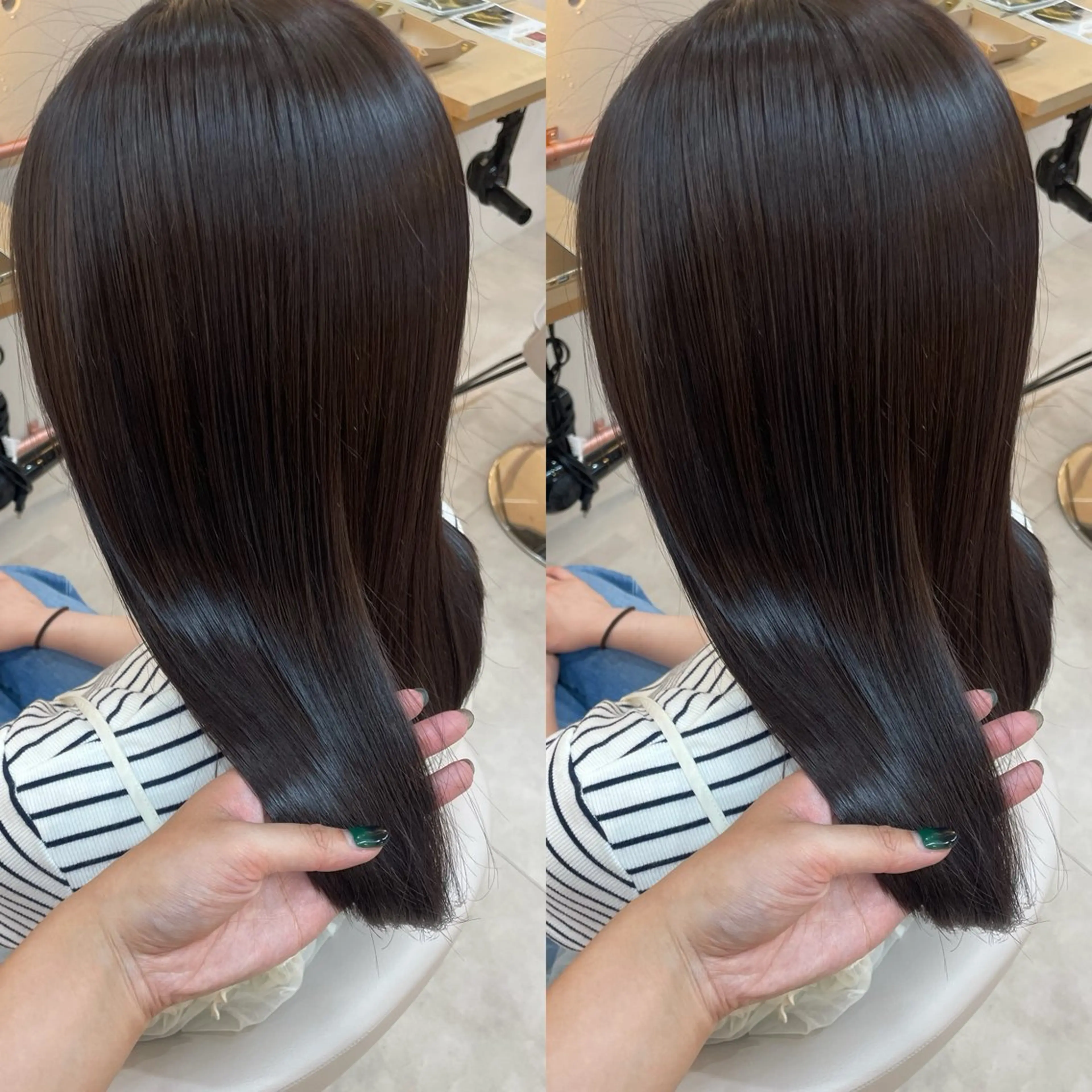 セミロング カラー ブラウンカラー パープルカラー パープルブラウン カット ヘアカラー トリートメント ヘアセット ブリーチ無しダブル カラー🦕まどかのヘアスタイル