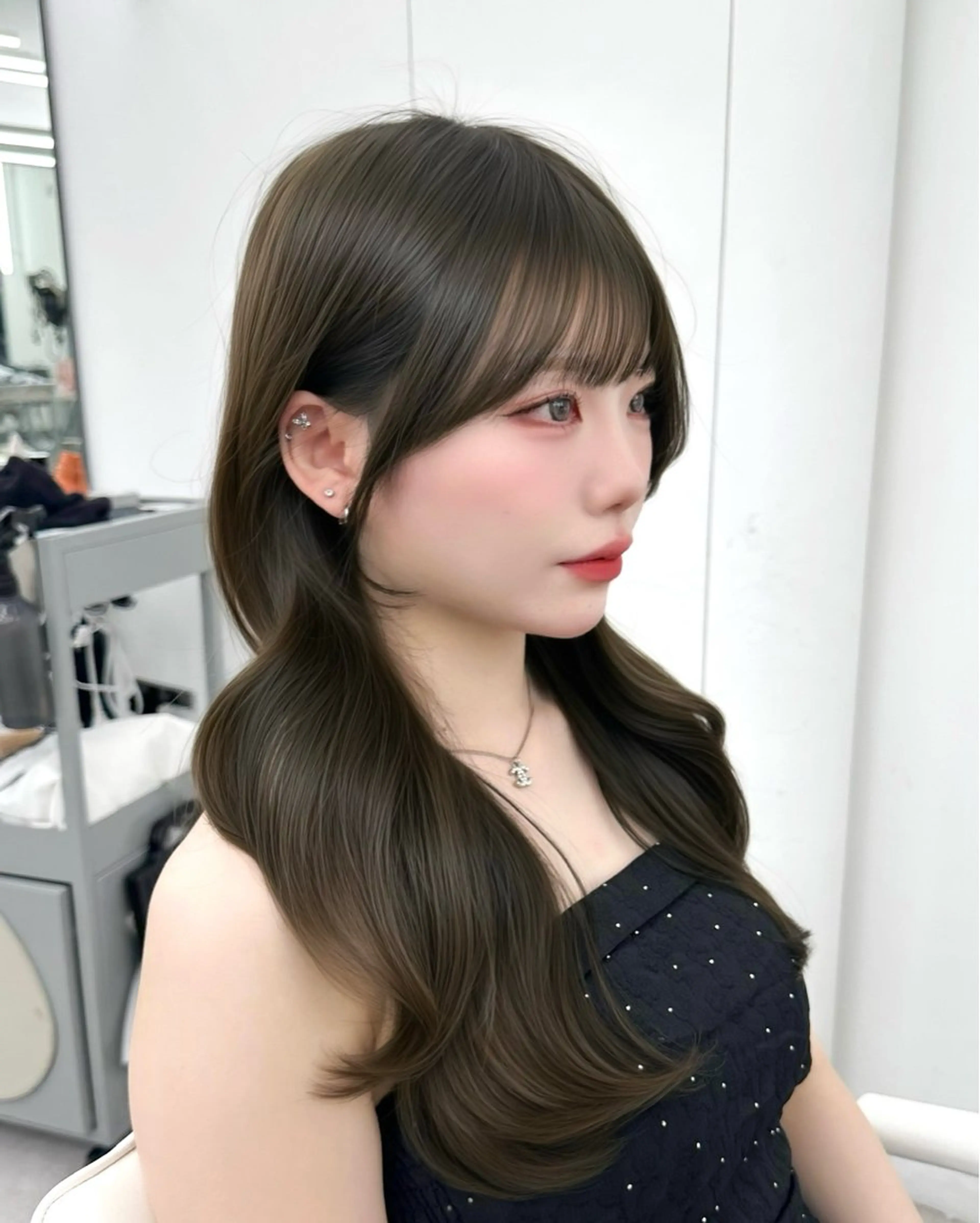 セミロング 韓国風ヘア レイヤーカット カット ヘアカラー トリートメント ヘッドスパ ヘアセット 前髪顔まわりカット 🌈中村海聖のヘアスタイル