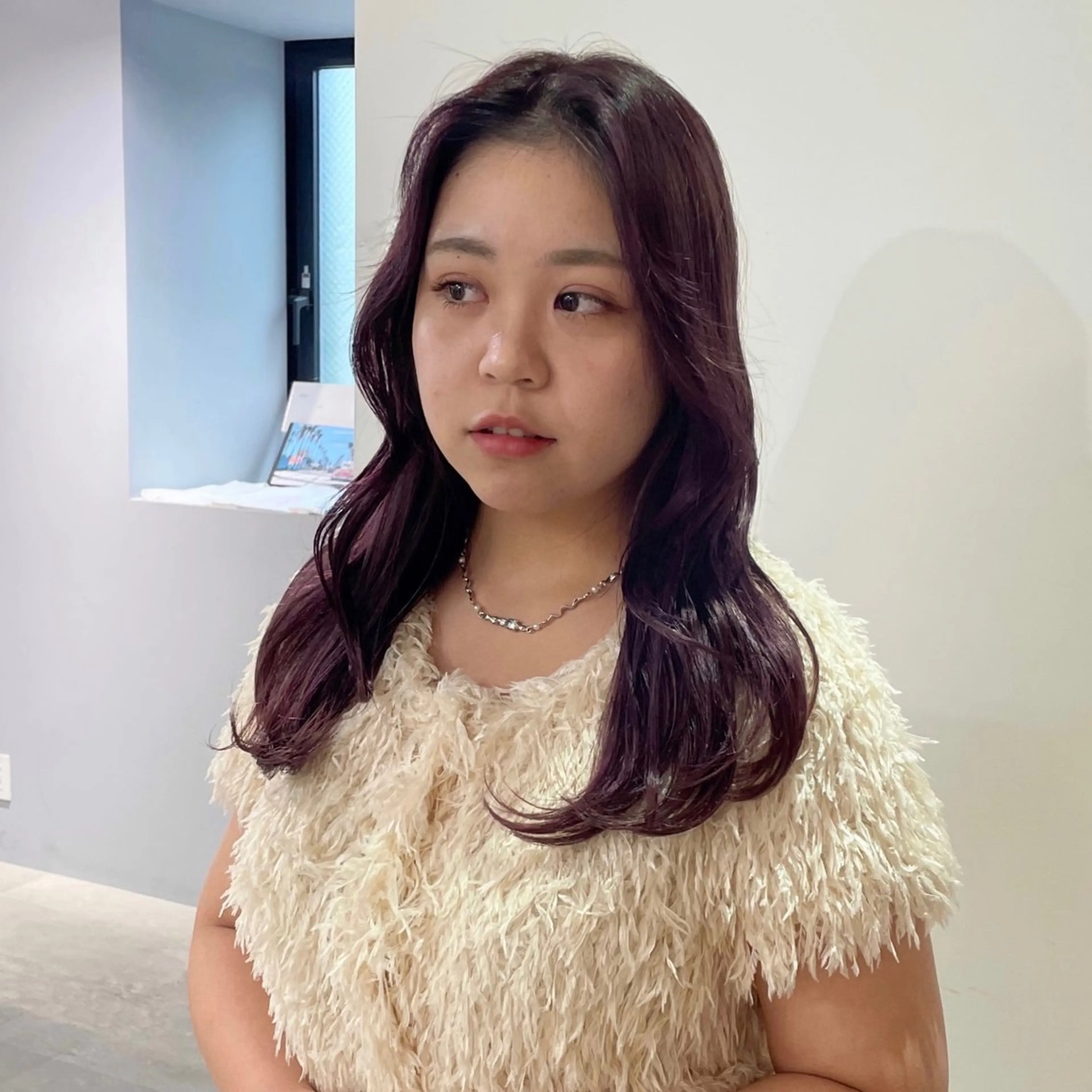 セミロング カラー 透明感カラー 顔まわりレイヤー 顔周りカット レイヤーカット nonoka オリーブ/グレージュのヘアスタイル