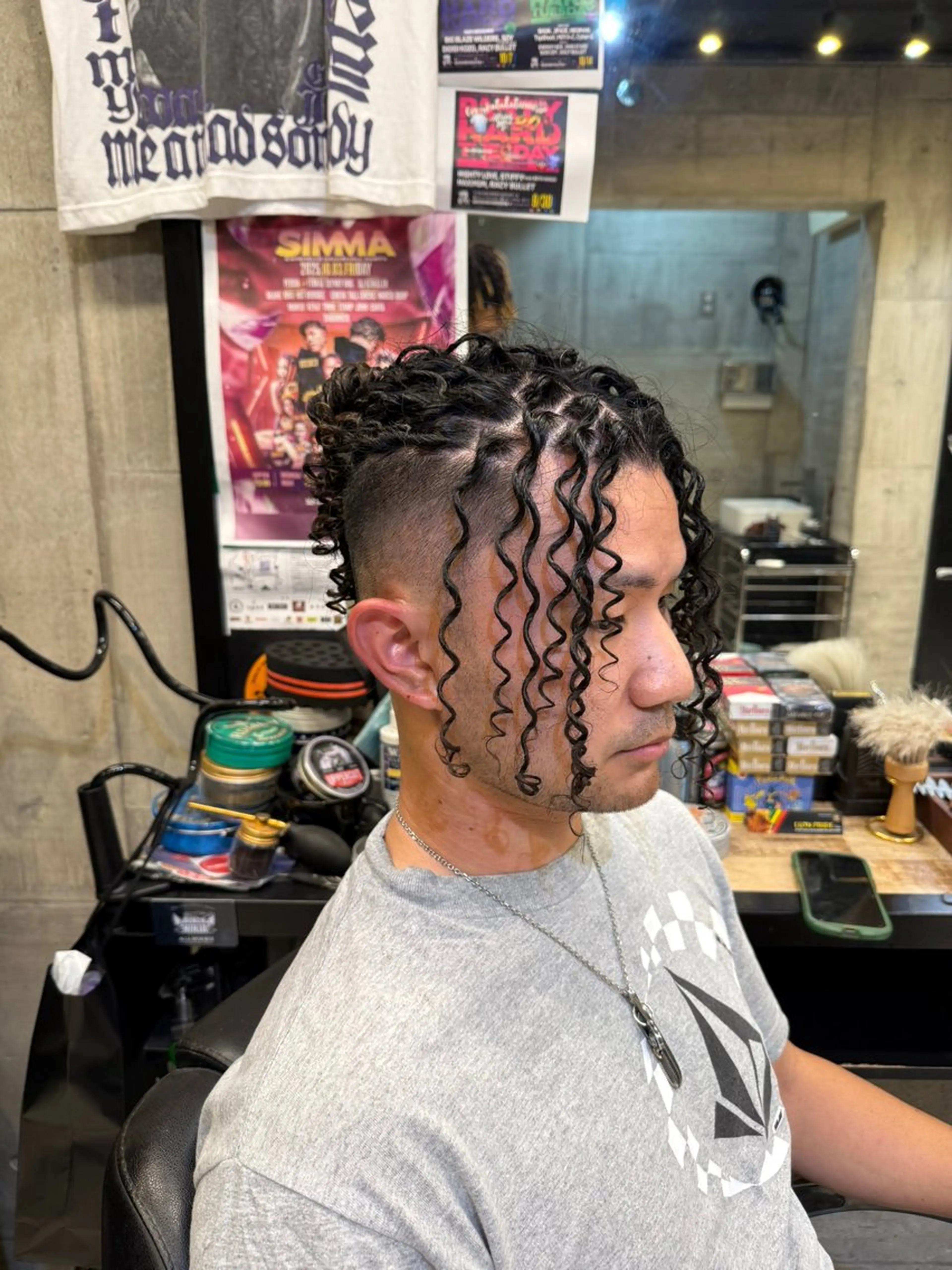 セミロング パーマ ヘアアレンジ メンズ カット パーマ BINGO HAIR WORKS 【ビンゴヘアワークス】所属・🎱メンズフェード 特化HYOGA🎱のヘアスタイル