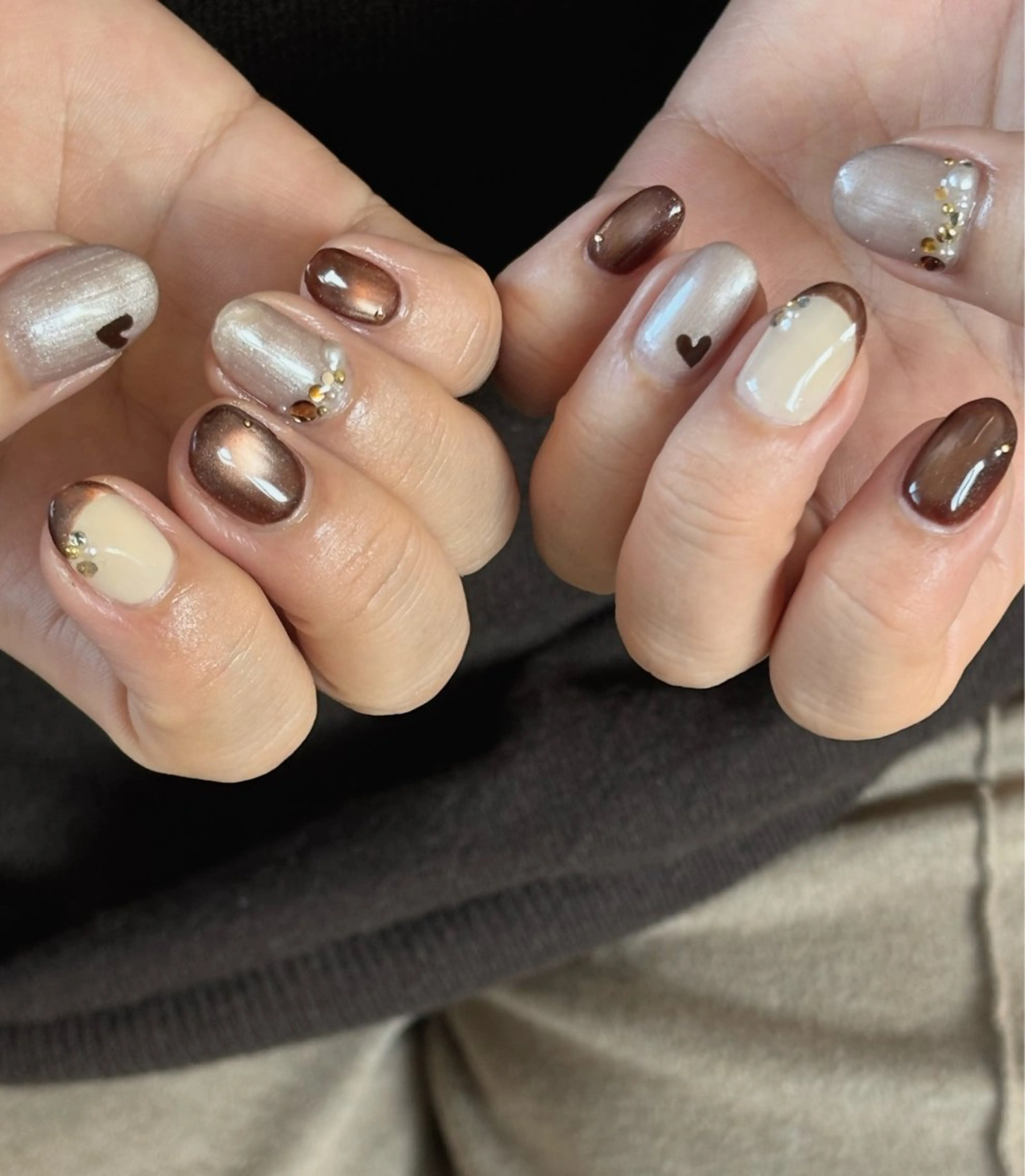 ネイル ジェルネイル キラキラネイル マグネットネイル ニュアンスネイル オフィスネイル ハンドネイル tamu nail 　金町のネイルデザイン