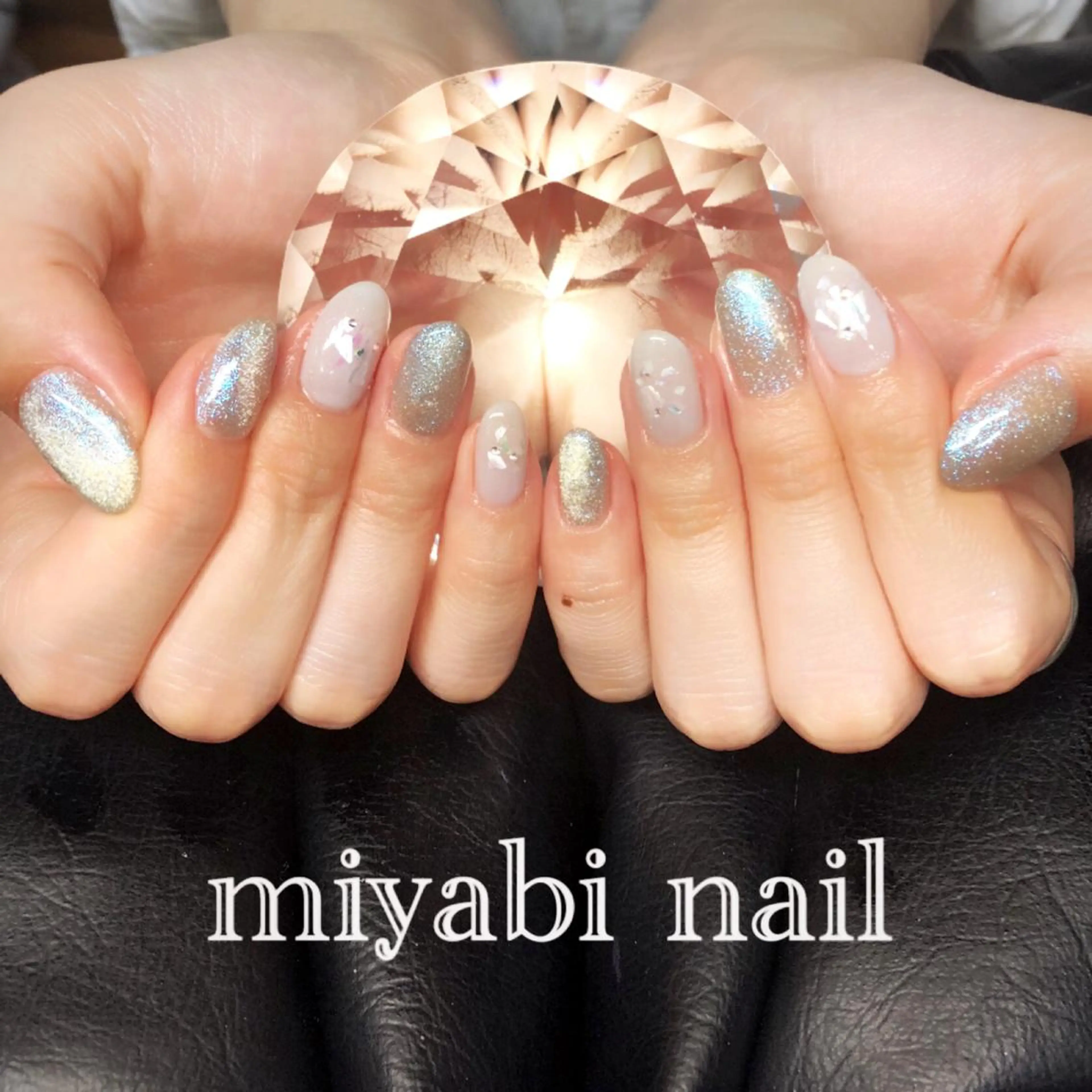 ネイル アートネイル ブルー ジェルネイル マグネットネイル ストーンネイル ハンドネイル miyabi nail 桂川駅近くのネイルデザイン