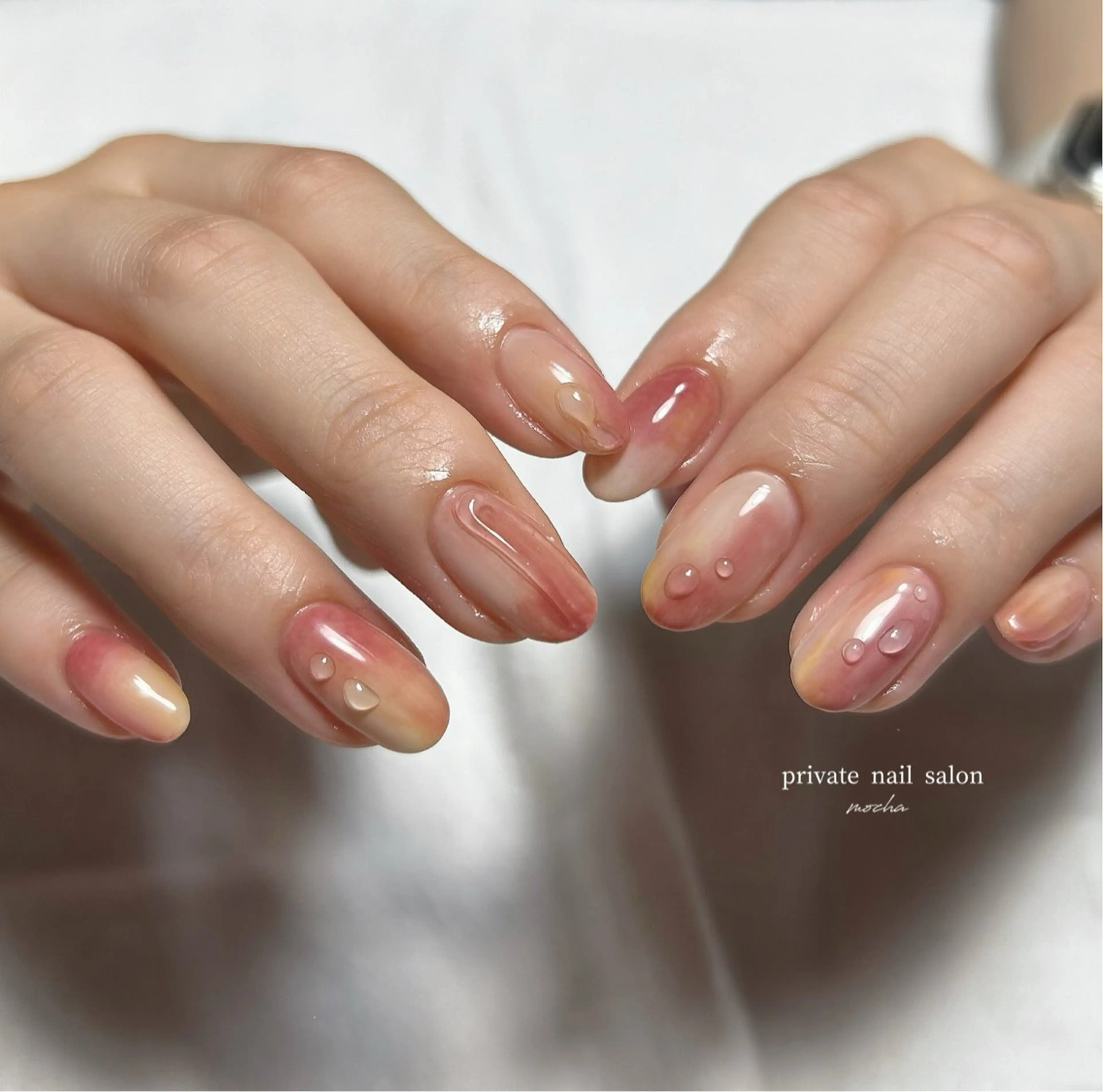 ネイル カジュアル フレンチネイル マグネットネイル ミラーネイル ニュアンスネイル ハンドネイル mocha nailのネイルデザイン