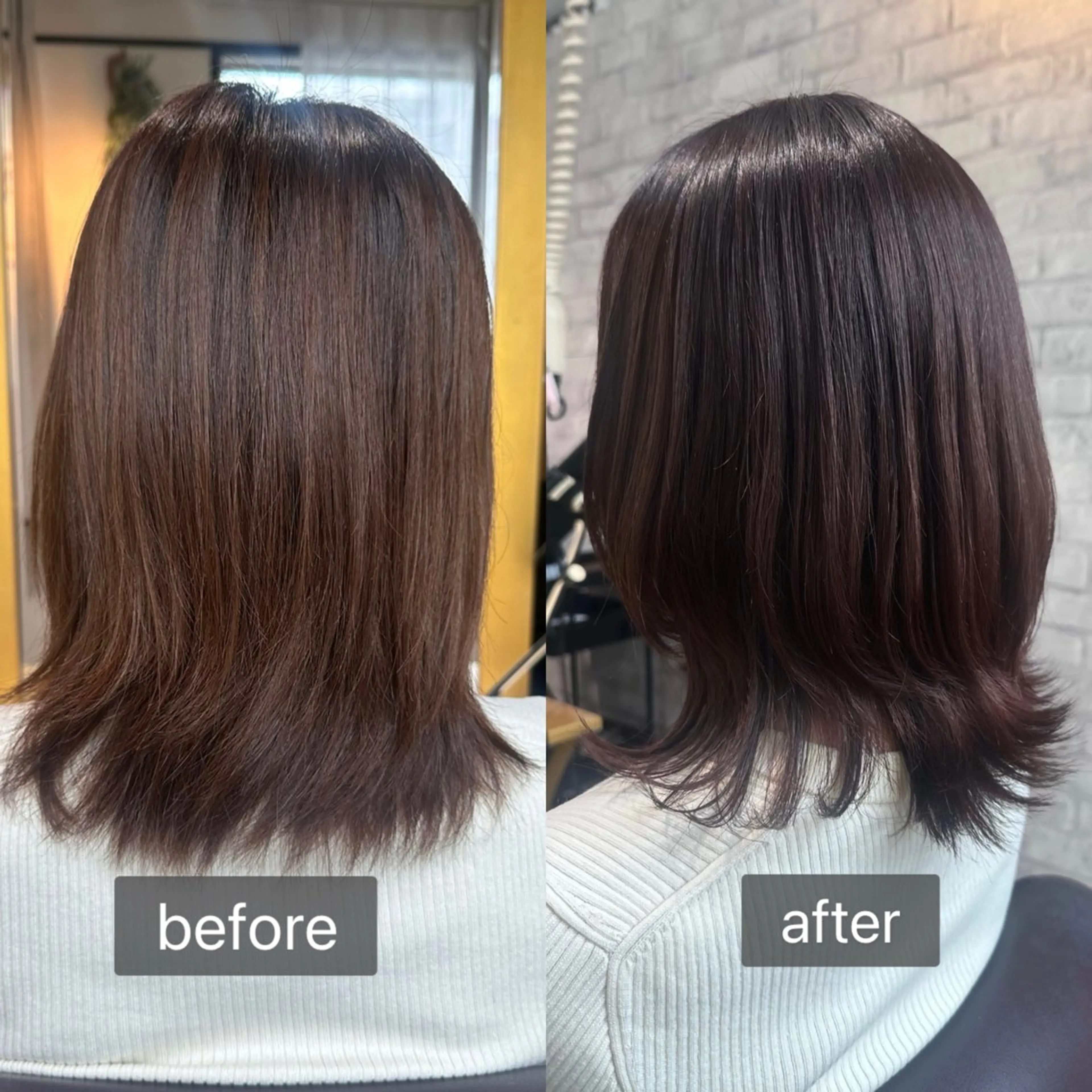 ミディアム カラー ブラウンカラー 透明感カラー ラベンダーカラー ラベンダーブラウン カット ヘアカラー 艶カラー/レイヤー 💖心斎橋/Sakiのヘアスタイル