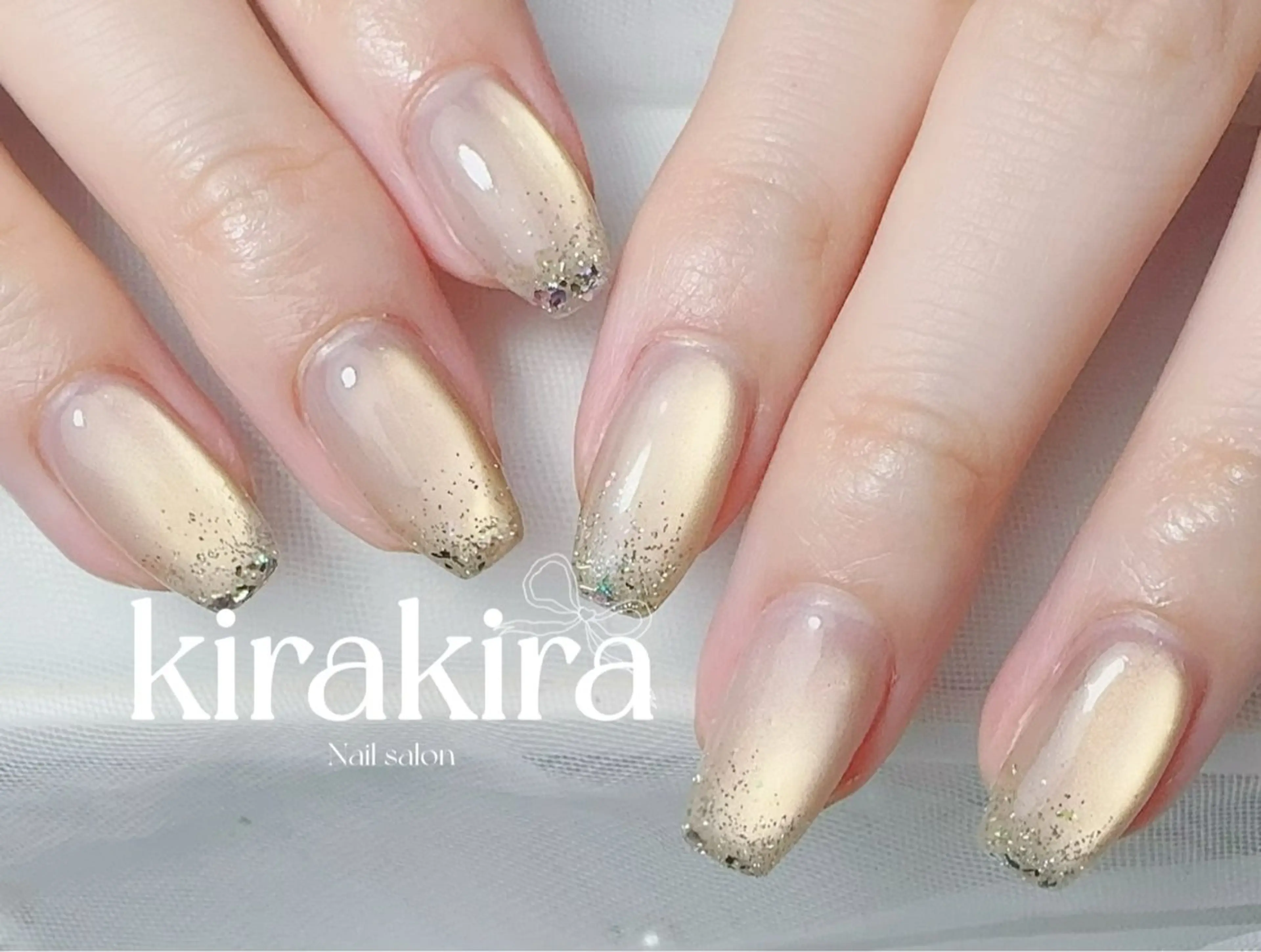 ネイル フットネイル ゴールド グラデーション キラキラネイル ラメ(グリッター) Kirakira Nail salonのネイルデザイン