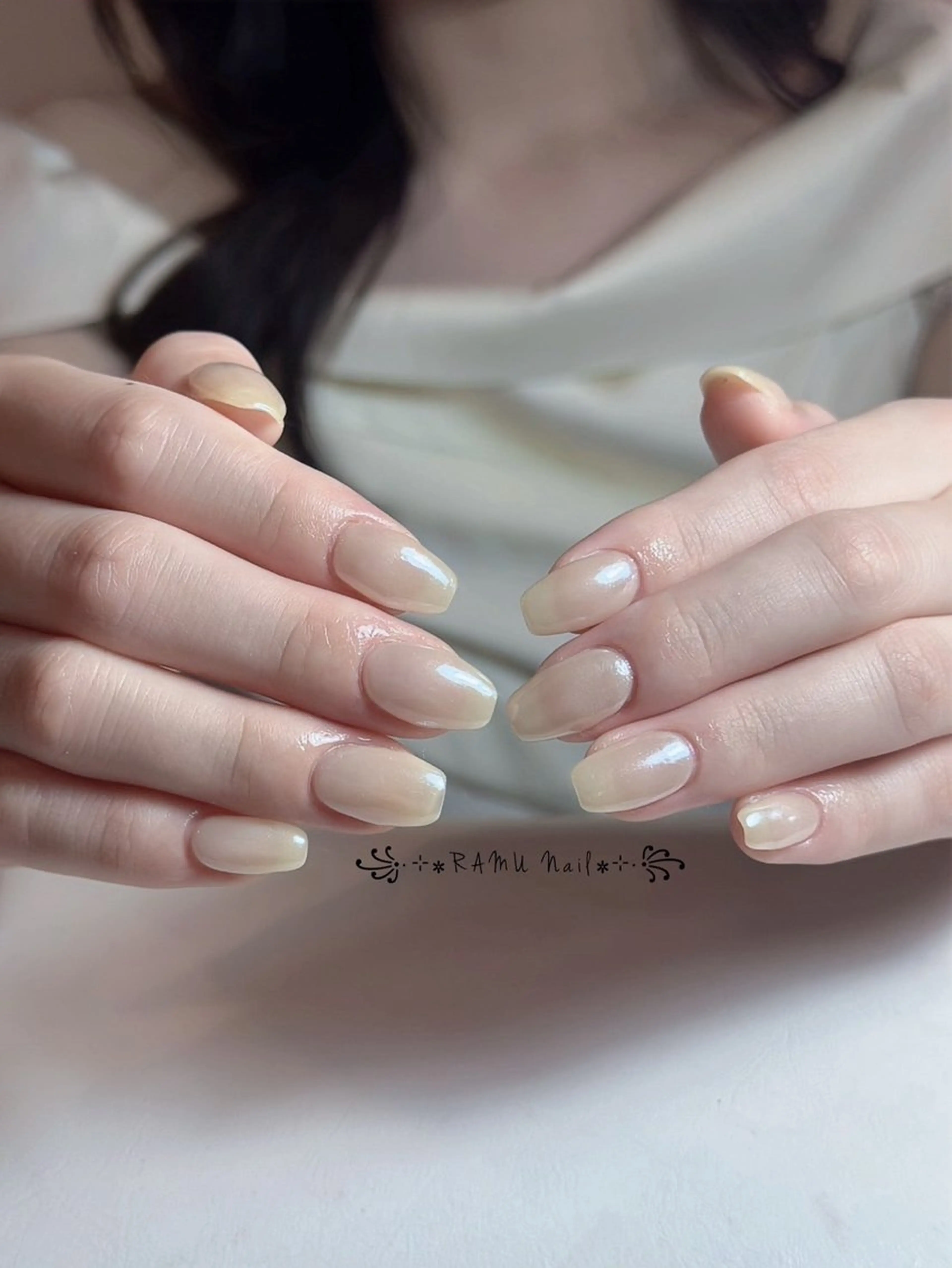 ネイル チークネイル フレンチネイル グラデーション キラキラネイル 韓国ネイル ハンドネイル RAMU_Nail 池袋店のネイルデザイン