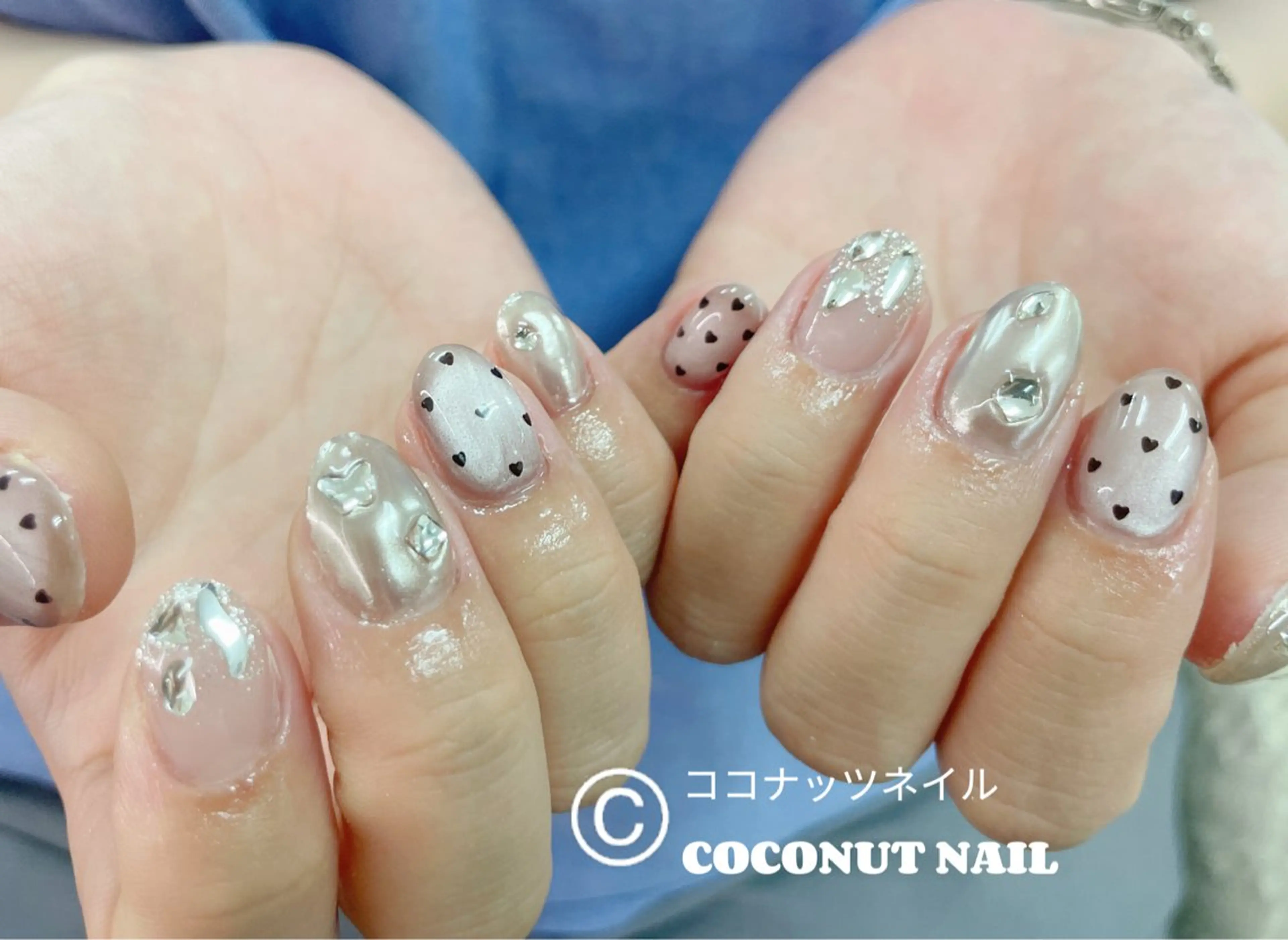 ネイル べっ甲ネイル フレンチネイル キラキラネイル マグネットネイル 大理石ネイル(マーブル) 神田 ココナッツのネイルデザイン