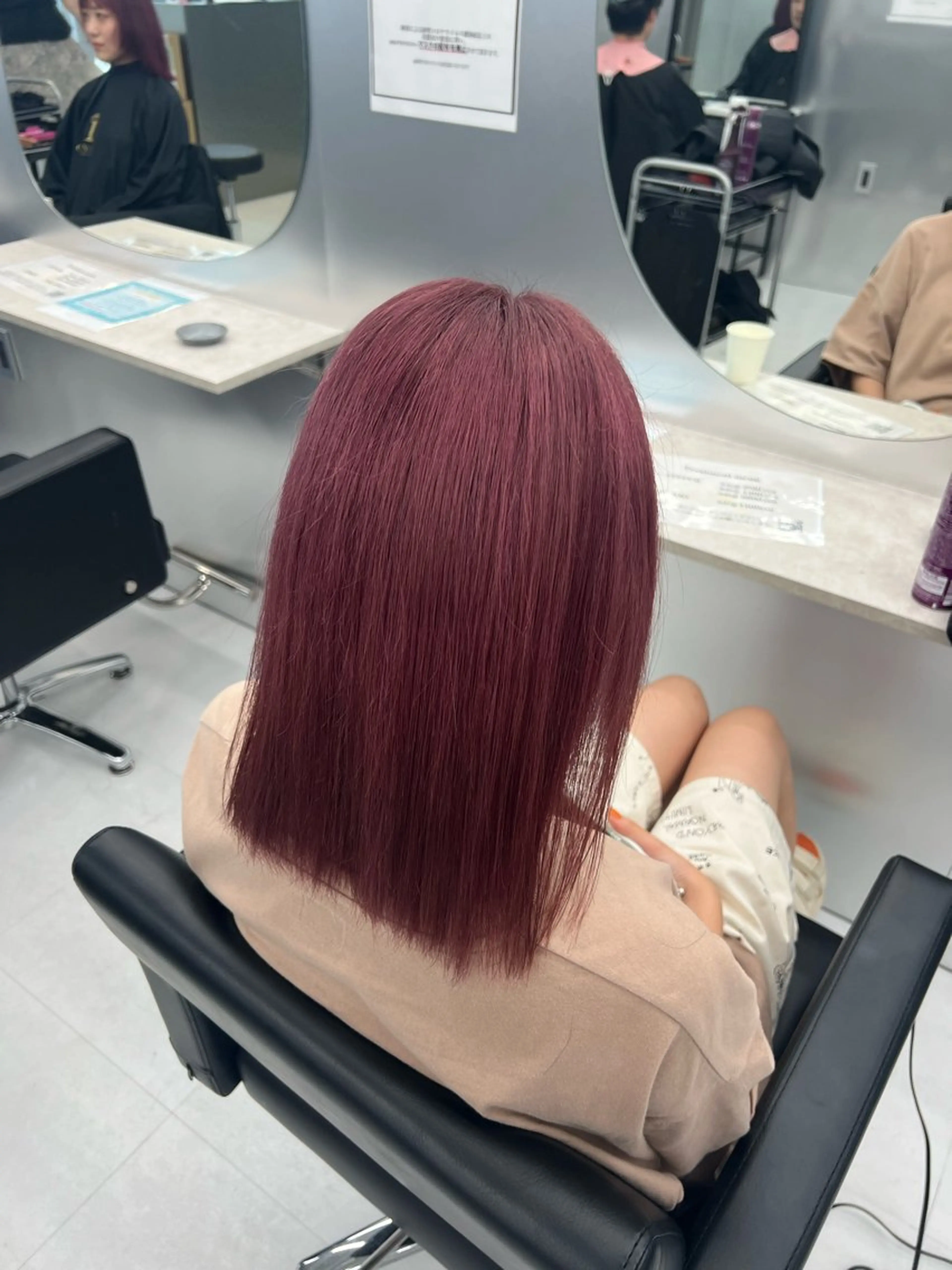 セミロング カラー 👑垢抜け韓国ヘア ハッシュカット唯澄のヘアスタイル