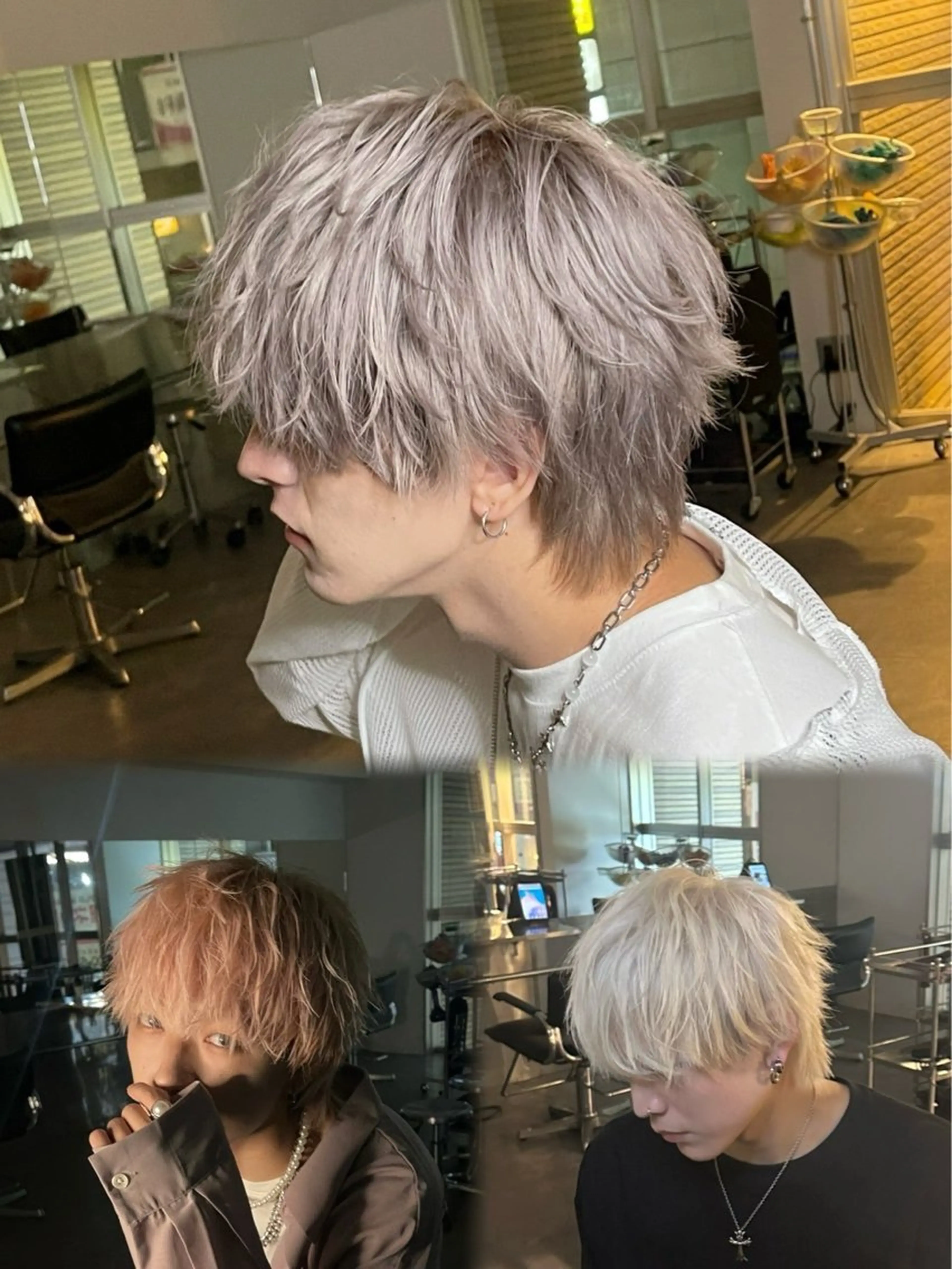 カラー ヘアアレンジ メンズ メンズウルフ🐺♡ ブリーチ♡ヘアメ🎀のヘアスタイル