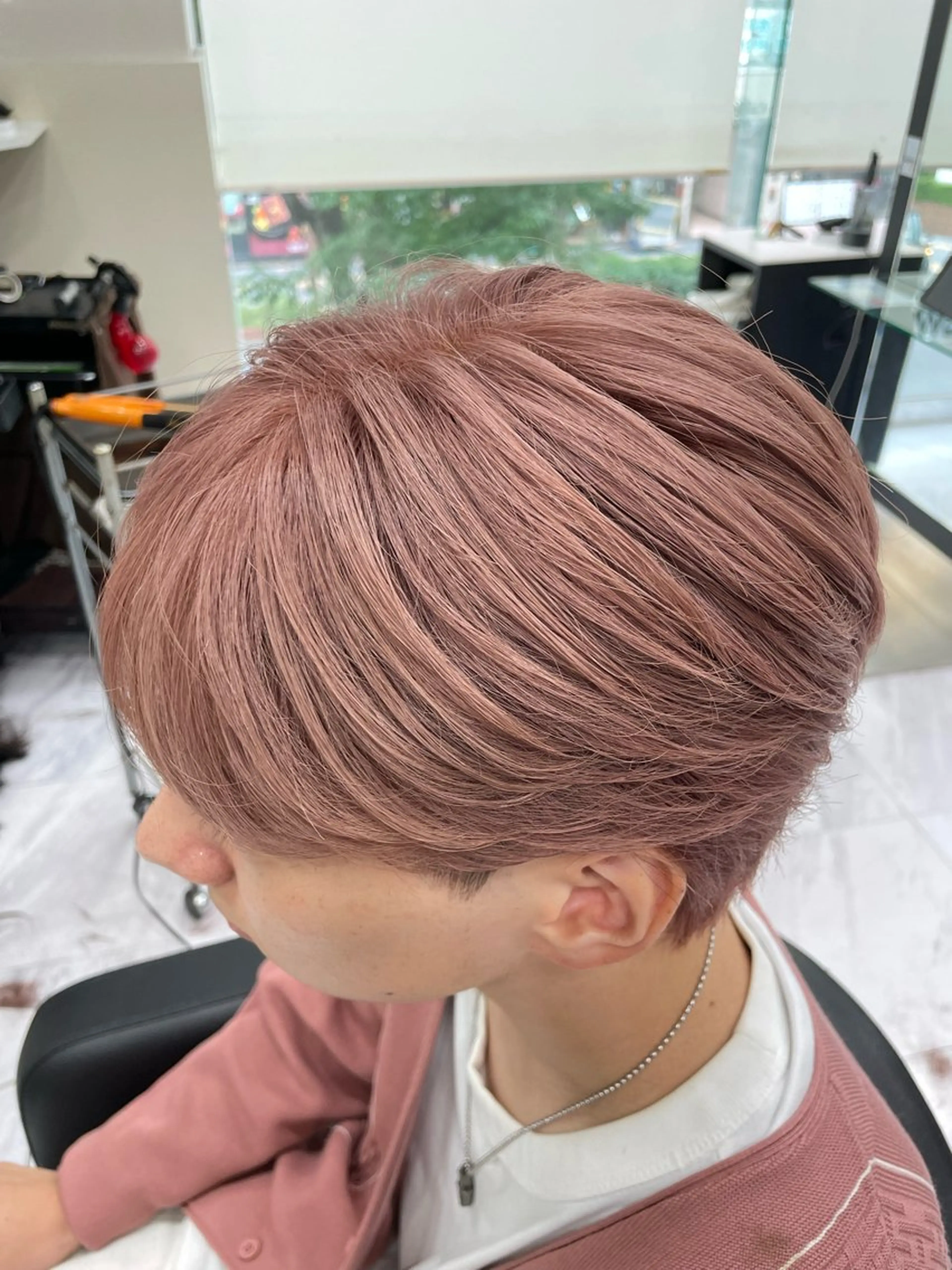 カラー メンズ ベージュカラー ピンクカラー ピンクベージュ カット ヘアカラー 🐥くまがい💛 ダブルカラー／パーマのヘアスタイル