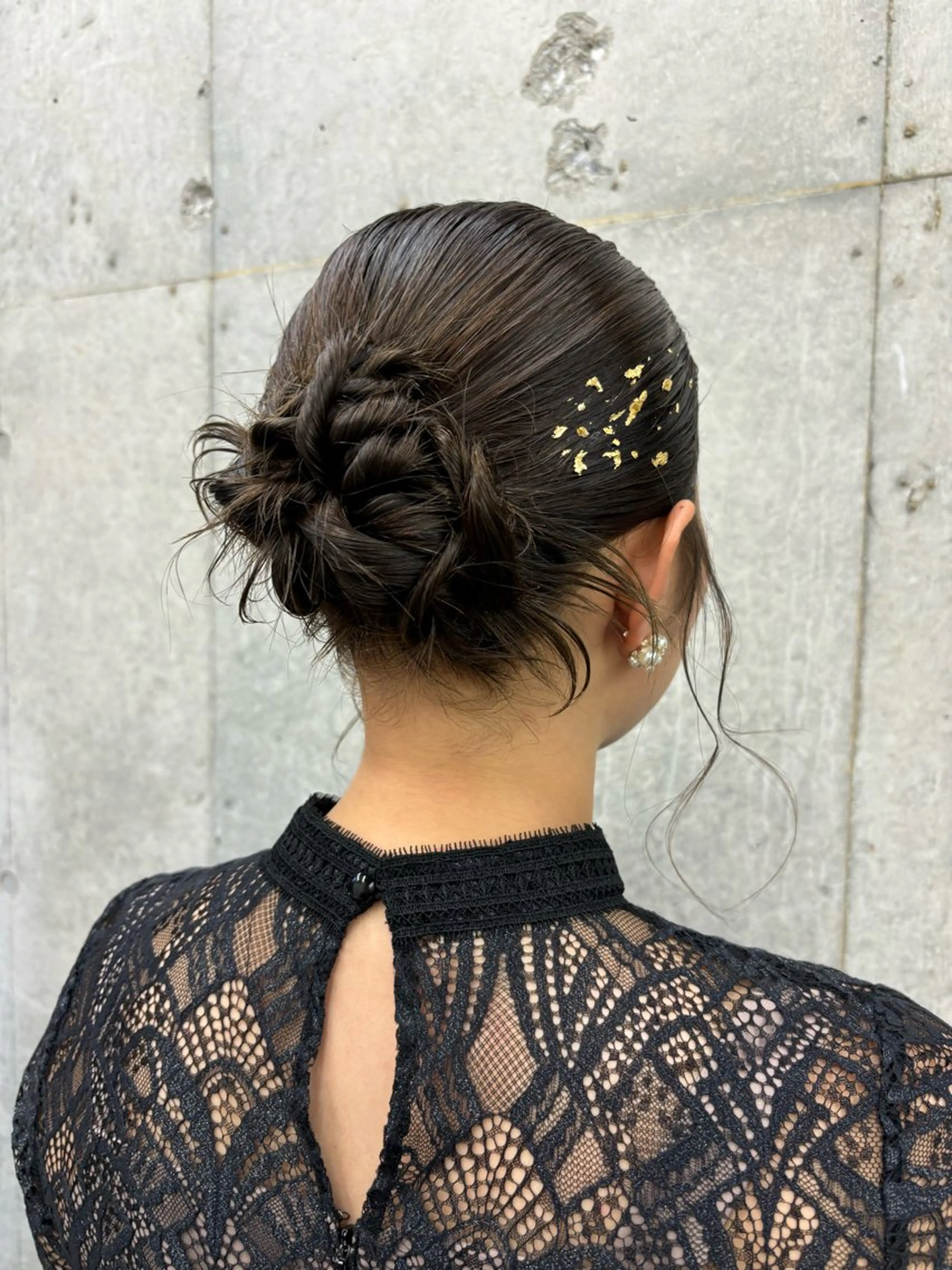 セミロング ヘアアレンジ お団子ヘア 結婚式・ブライダル ヘアセット 巻ける縮毛矯正🌸 勝倉　麗のヘアスタイル