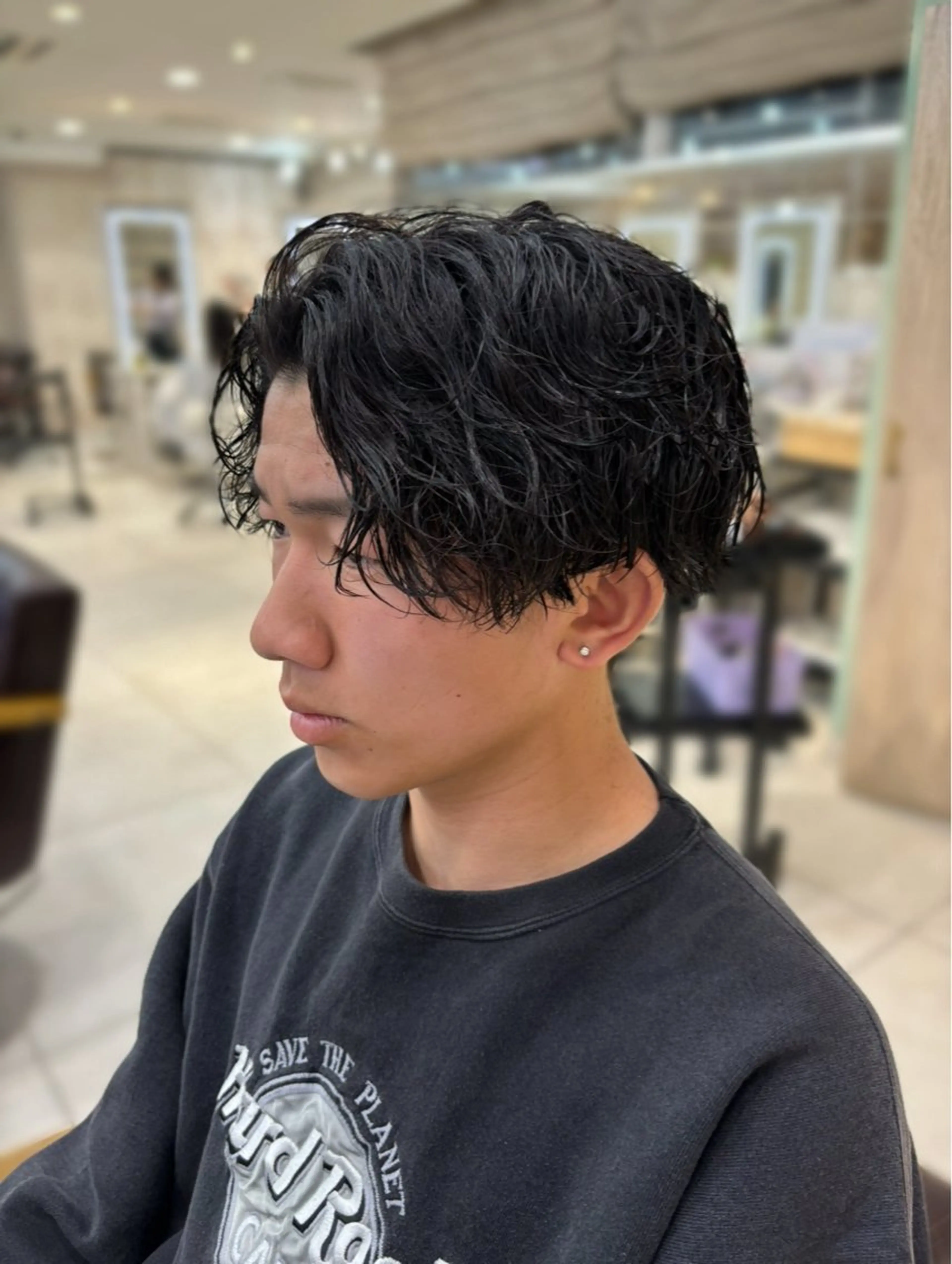 ミディアム カット パーマ 新宿/韓国メンズ RIKUパーマのヘアスタイル