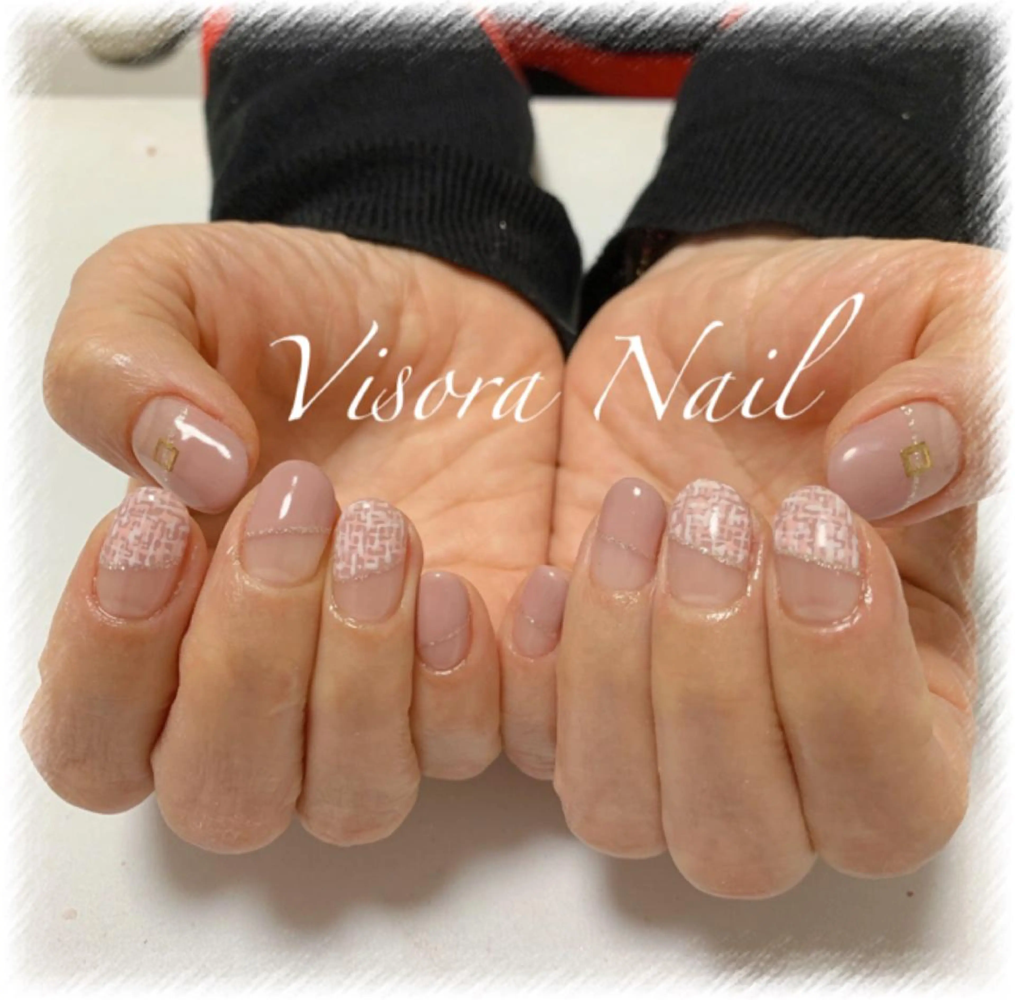 ネイル フレンチネイル ツイードネイル 美SORA ～ｳﾞｨｿﾗ～のネイルデザイン