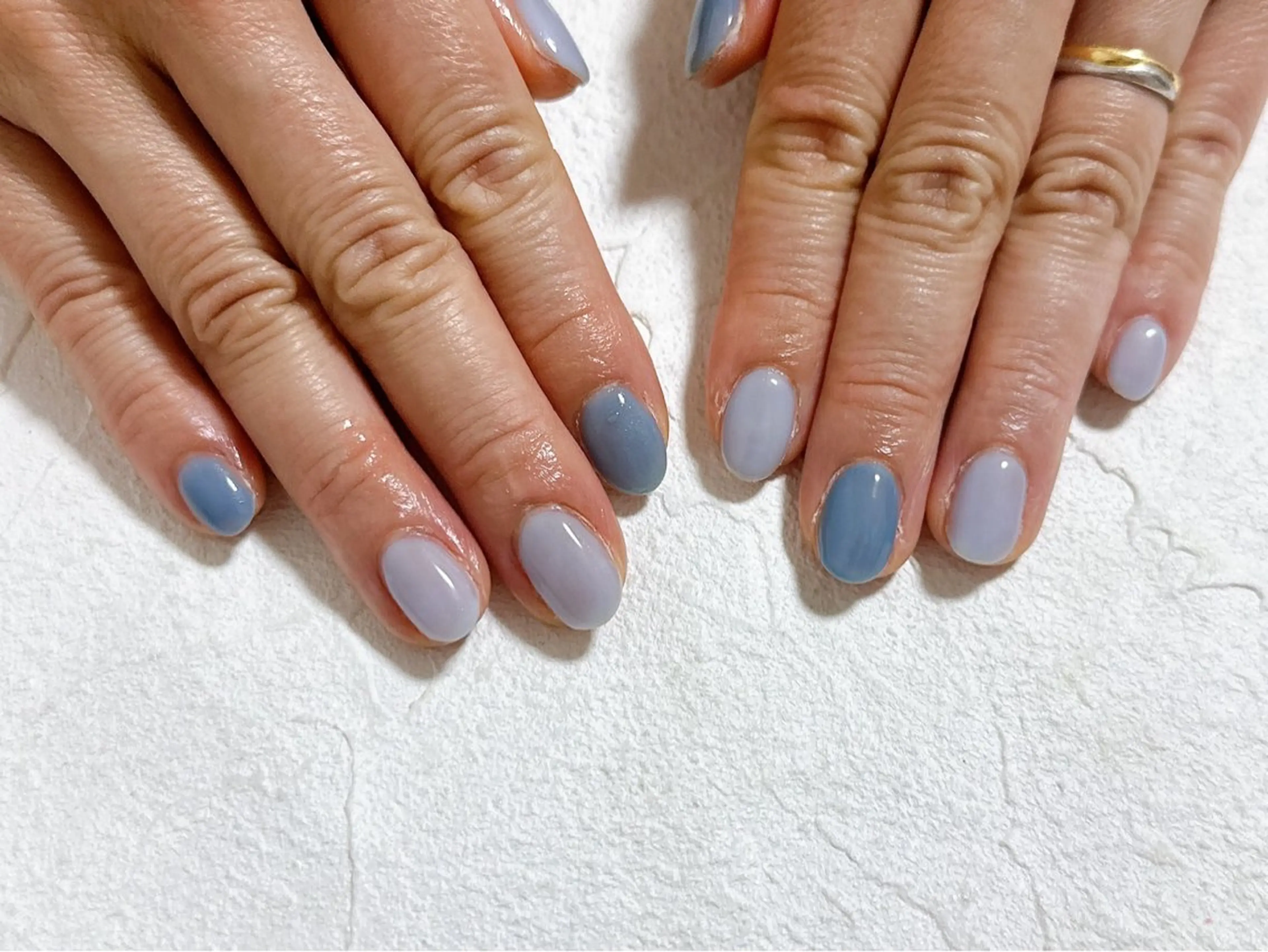 ネイル オーロラネイル ブルー フットネイル フレンチネイル ジェルネイル ハンドネイル kikinail 溝の口のネイルデザイン