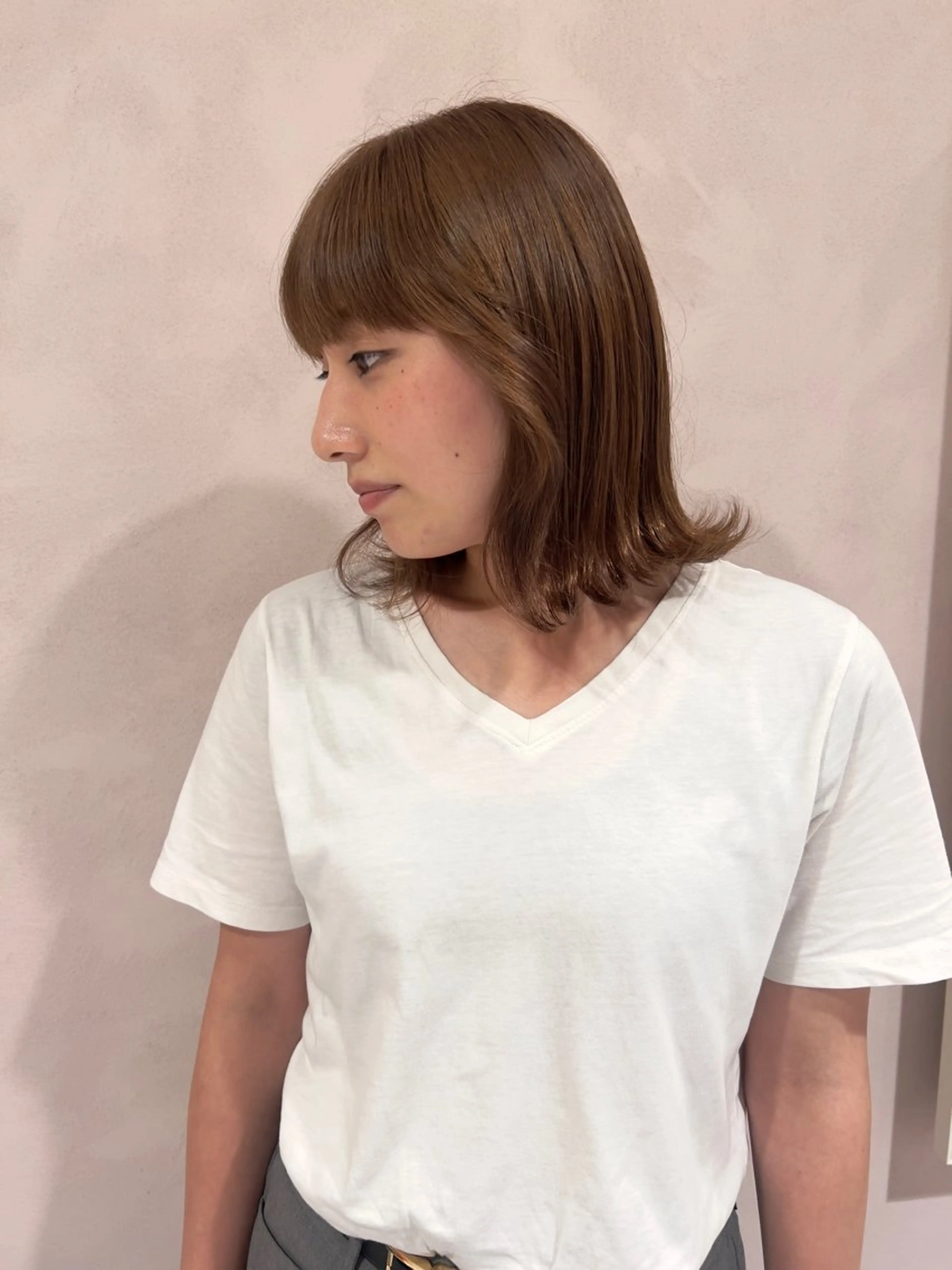 セミロング カラー ブラウンカラー 和泉市フルール 古賀　薫のヘアスタイル