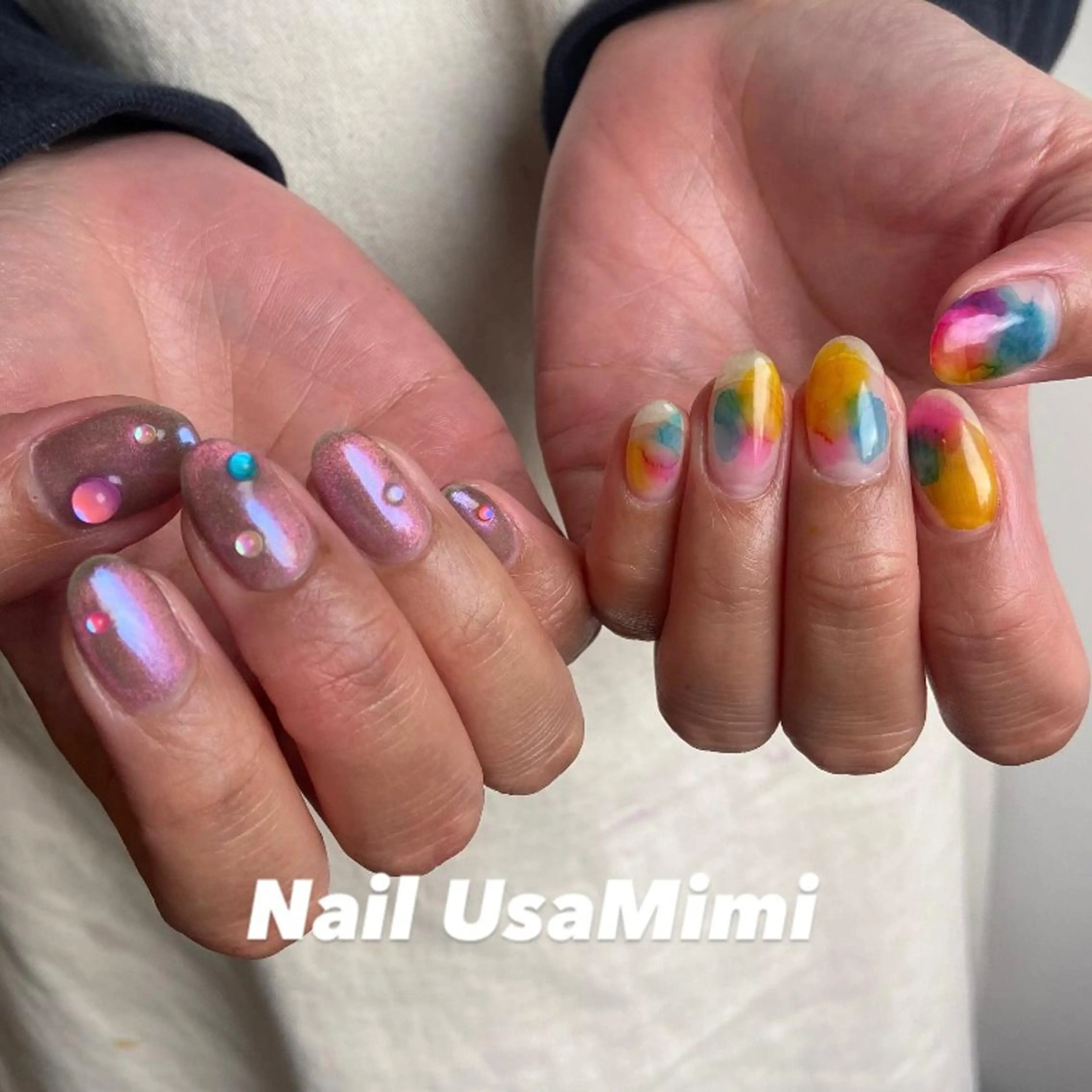 ネイル フットネイル ジェルネイル マグネットネイル 持ち込み ニュアンスネイル 本町ネイルNail UsaMimiのネイルデザイン